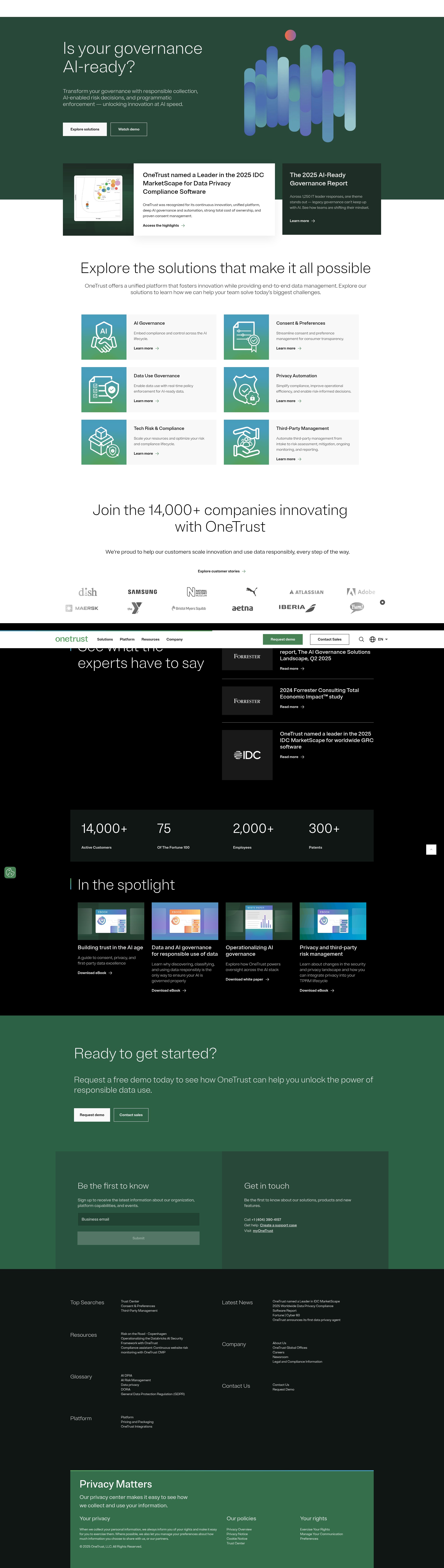 Screenshot of www.onetrust.com