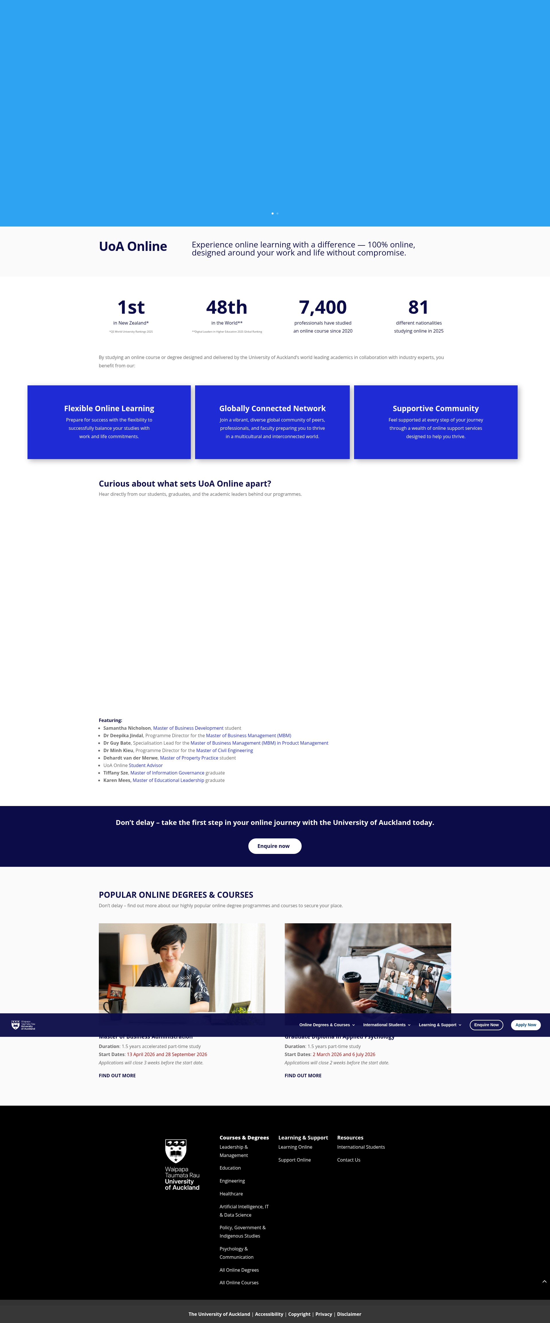 Screenshot of www.online.auckland.ac.nz