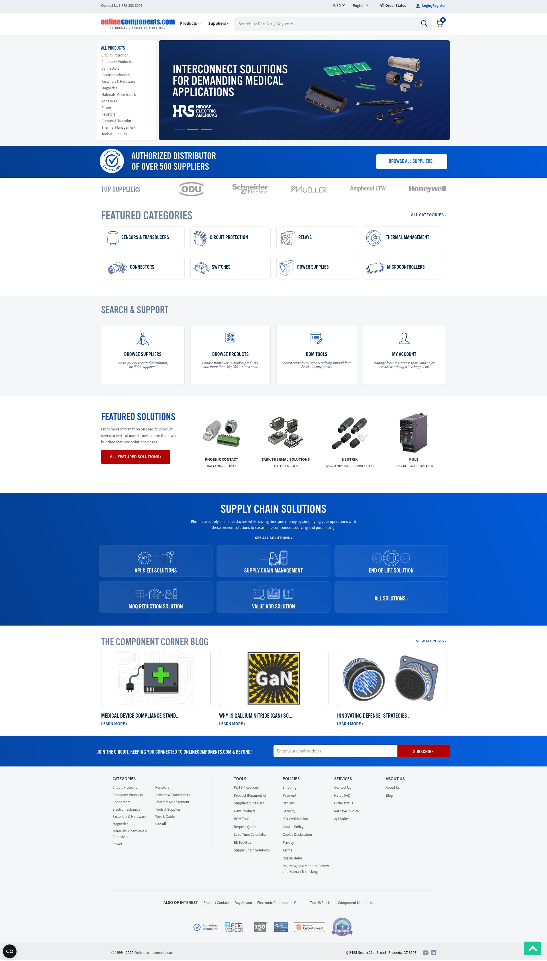Screenshot of www.onlinecomponents.com