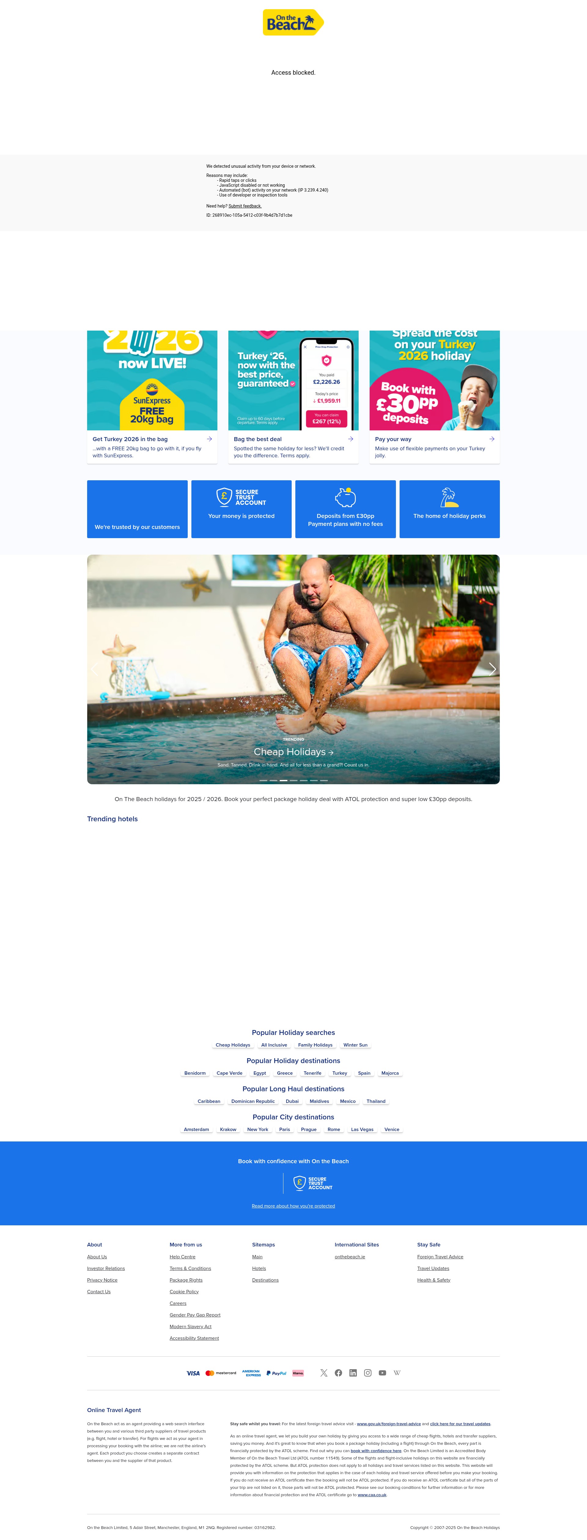 Screenshot of www.onthebeach.co.uk
