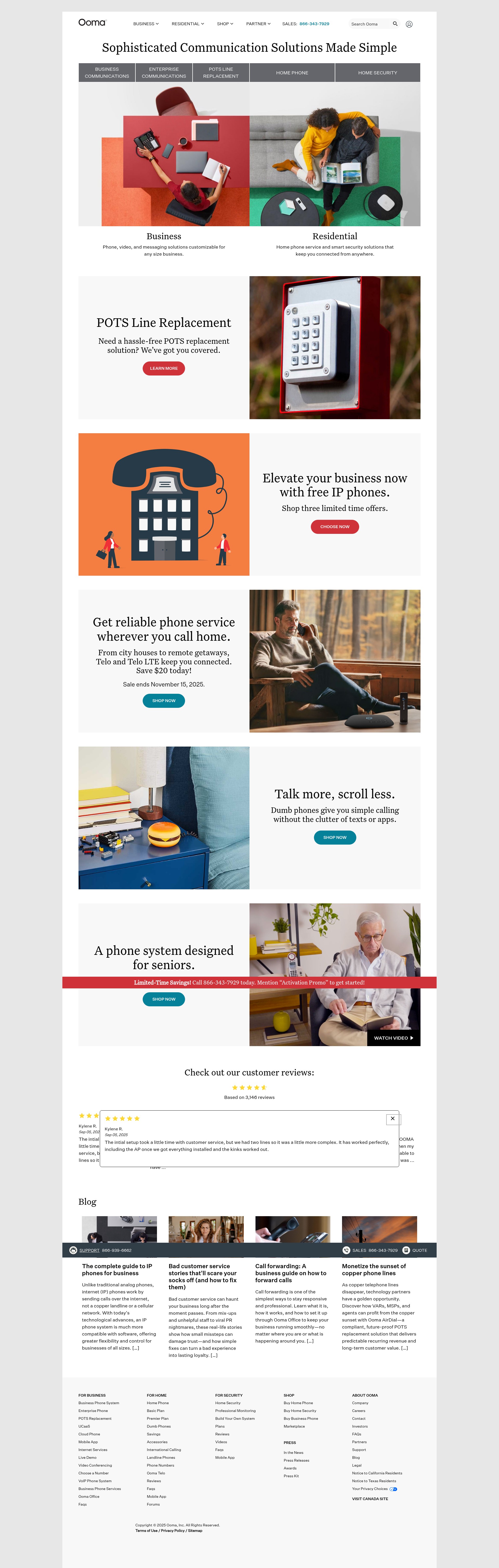 Screenshot of www.ooma.com