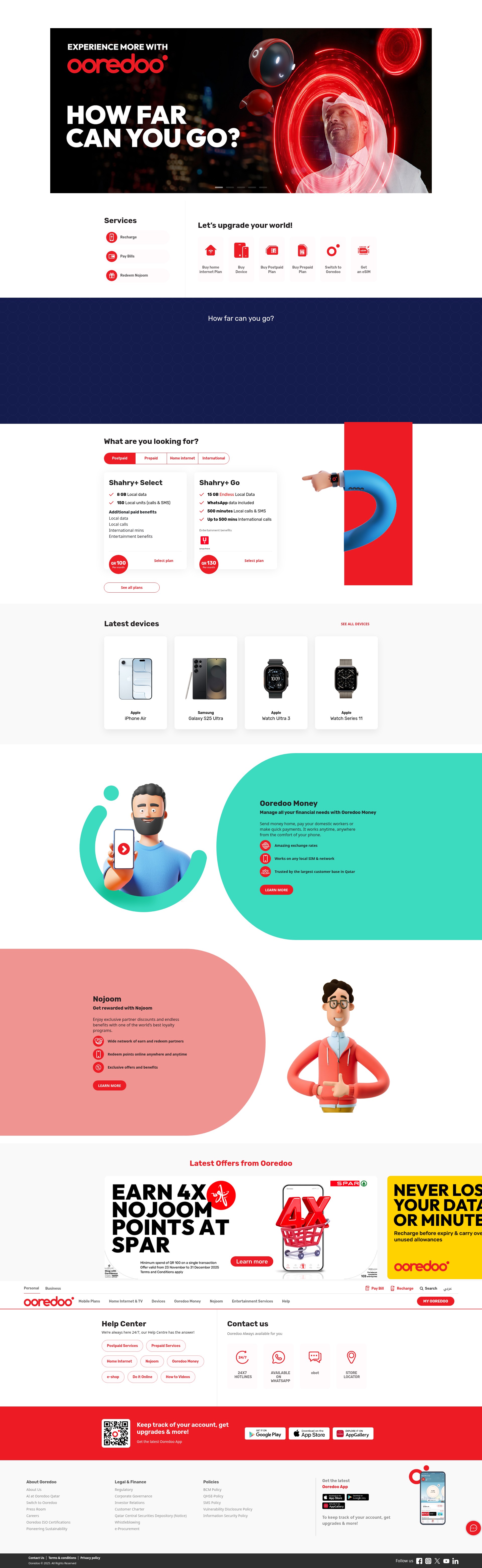 Screenshot of www.ooredoo.qa