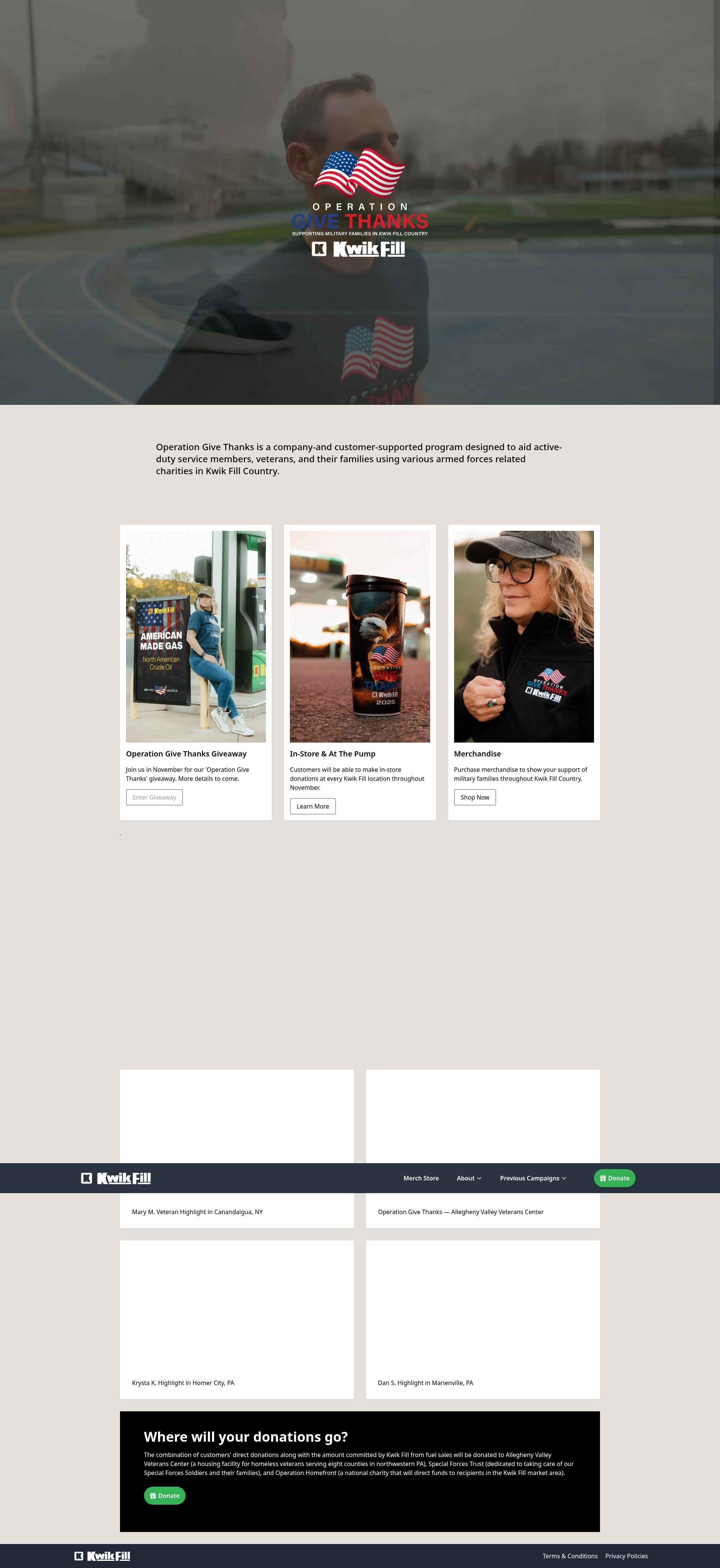 Screenshot of www.operationgivethanks.com