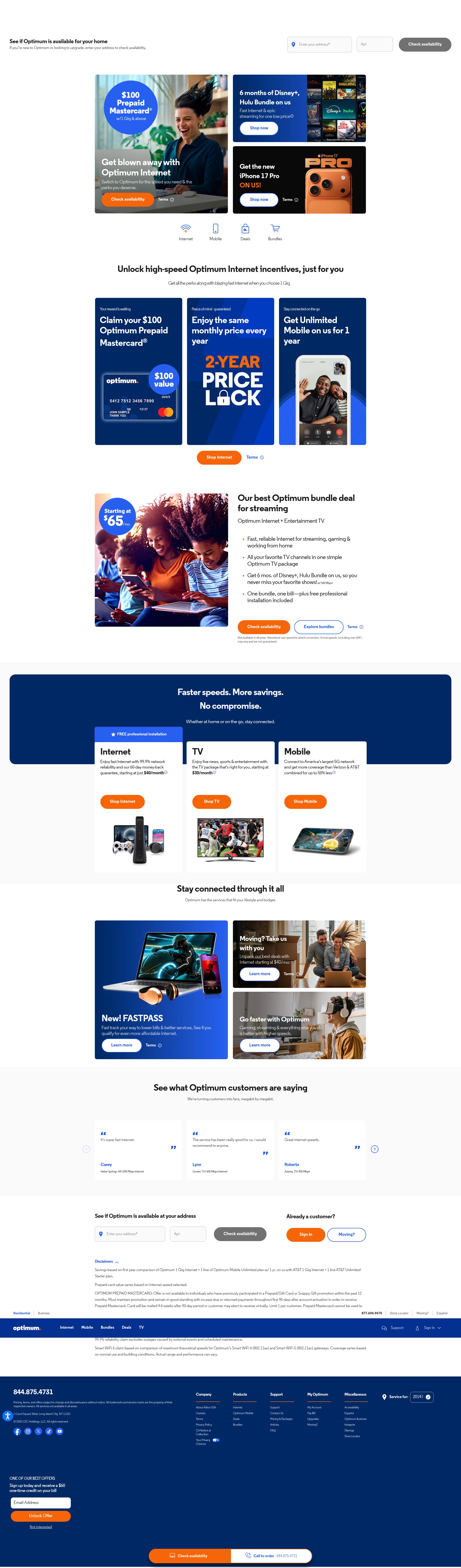 Screenshot of www.optimum.com