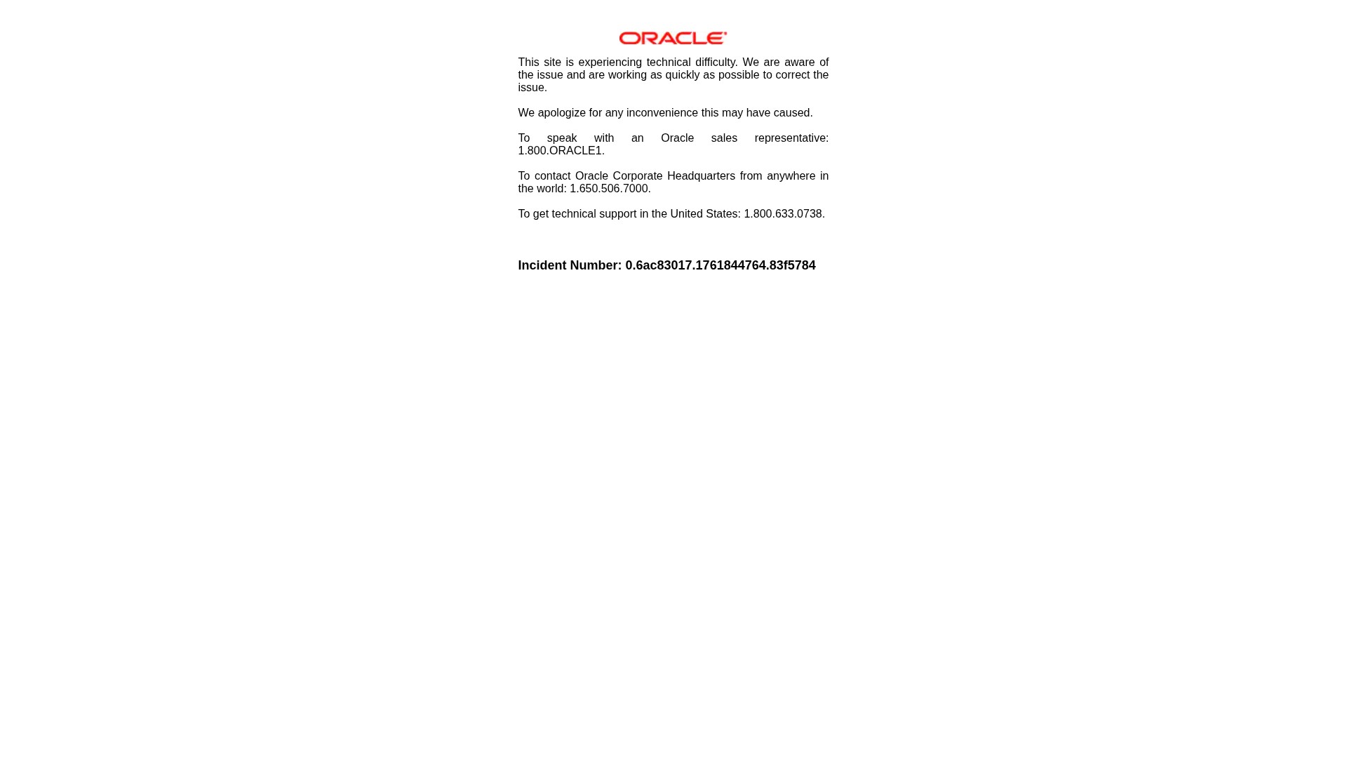 Screenshot of www.oracle.com
