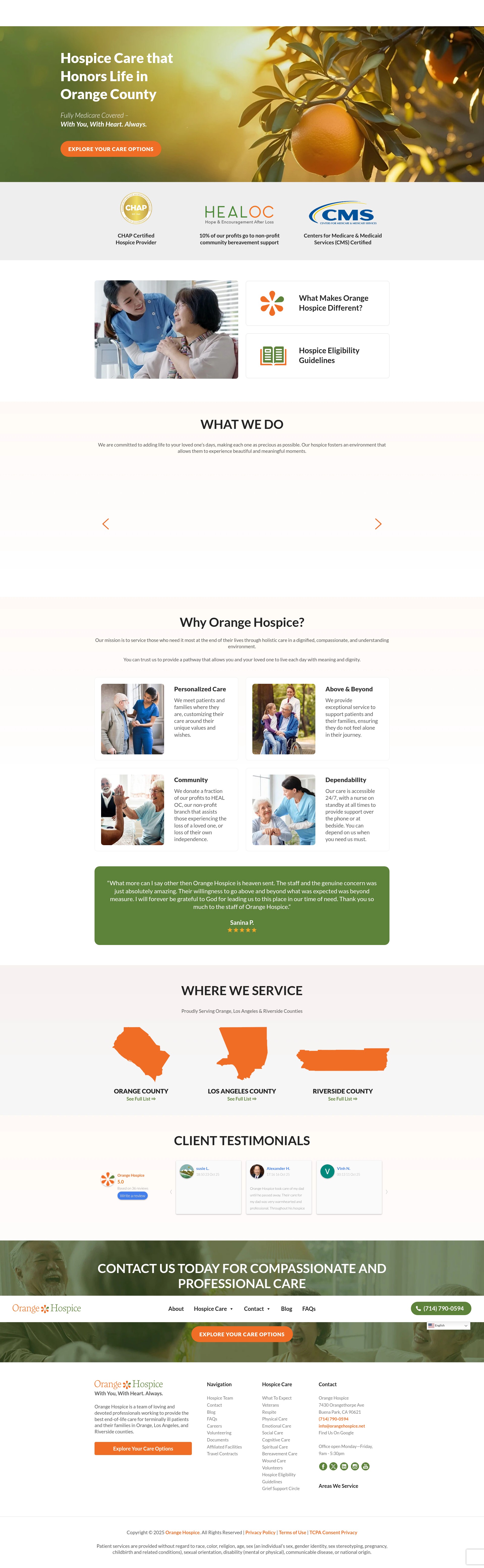 Screenshot of www.orangehospice.net