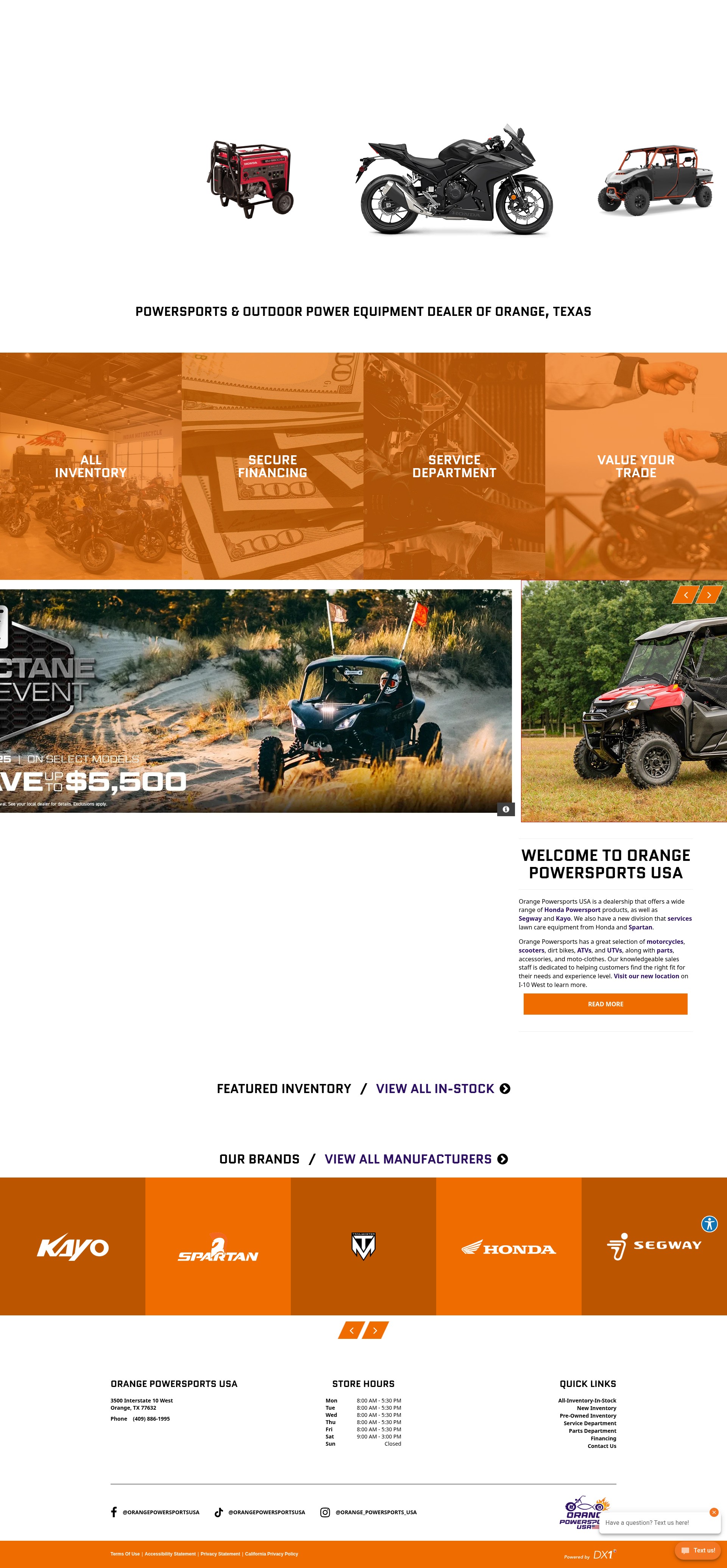Screenshot of www.orangepowersportsusa.com