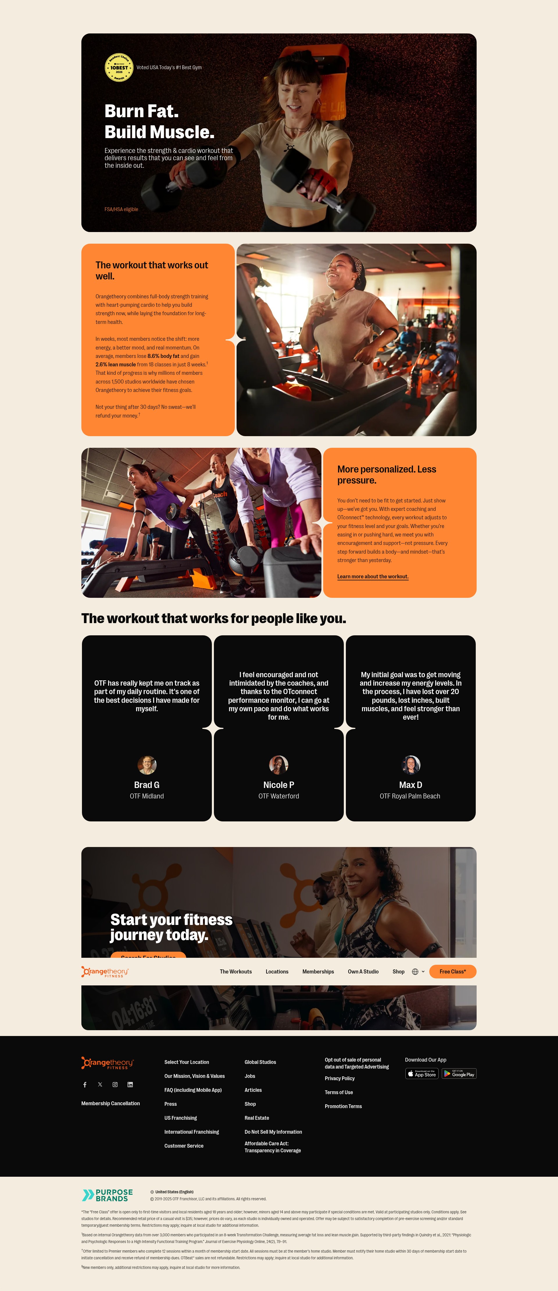 Screenshot of www.orangetheory.com