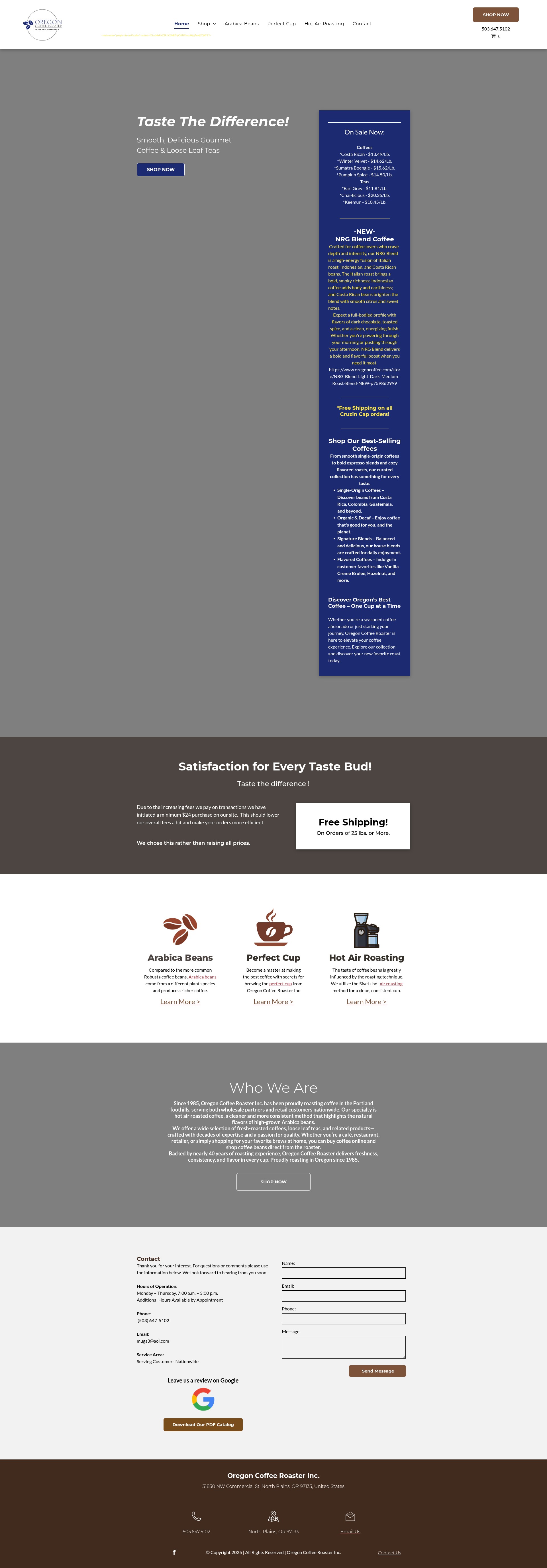 Screenshot of www.oregoncoffee.com