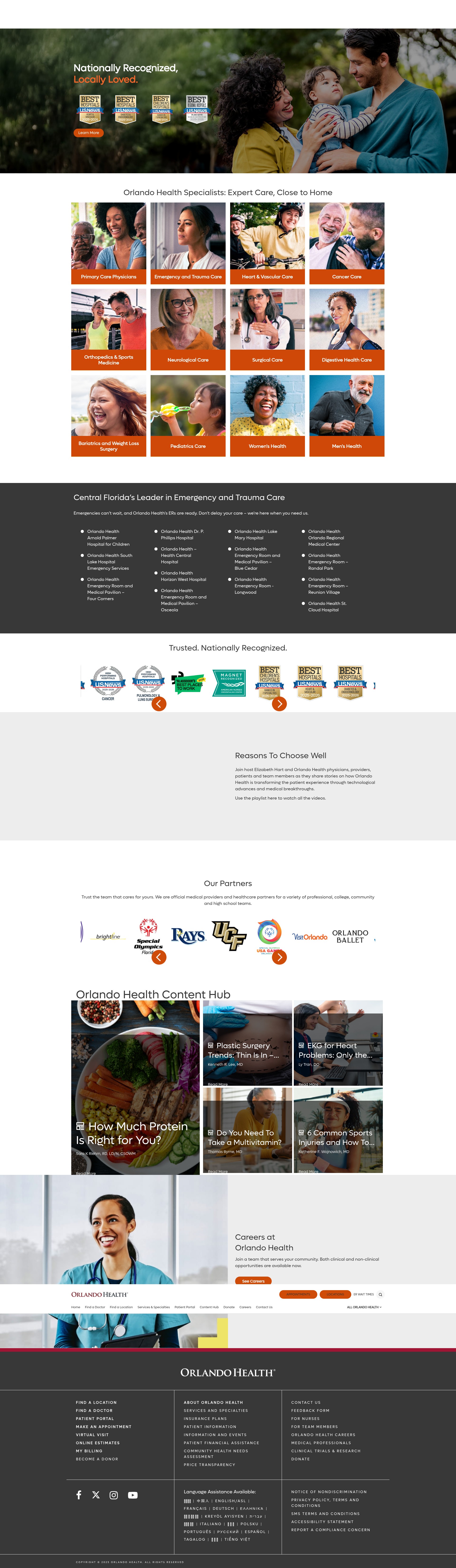 Screenshot of www.orlandohealth.com