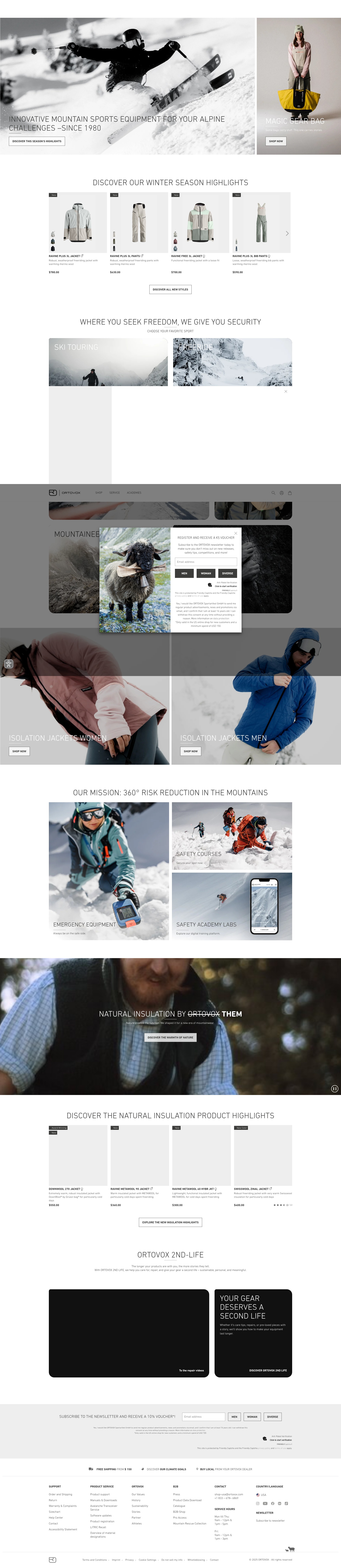 Screenshot of www.ortovox.com