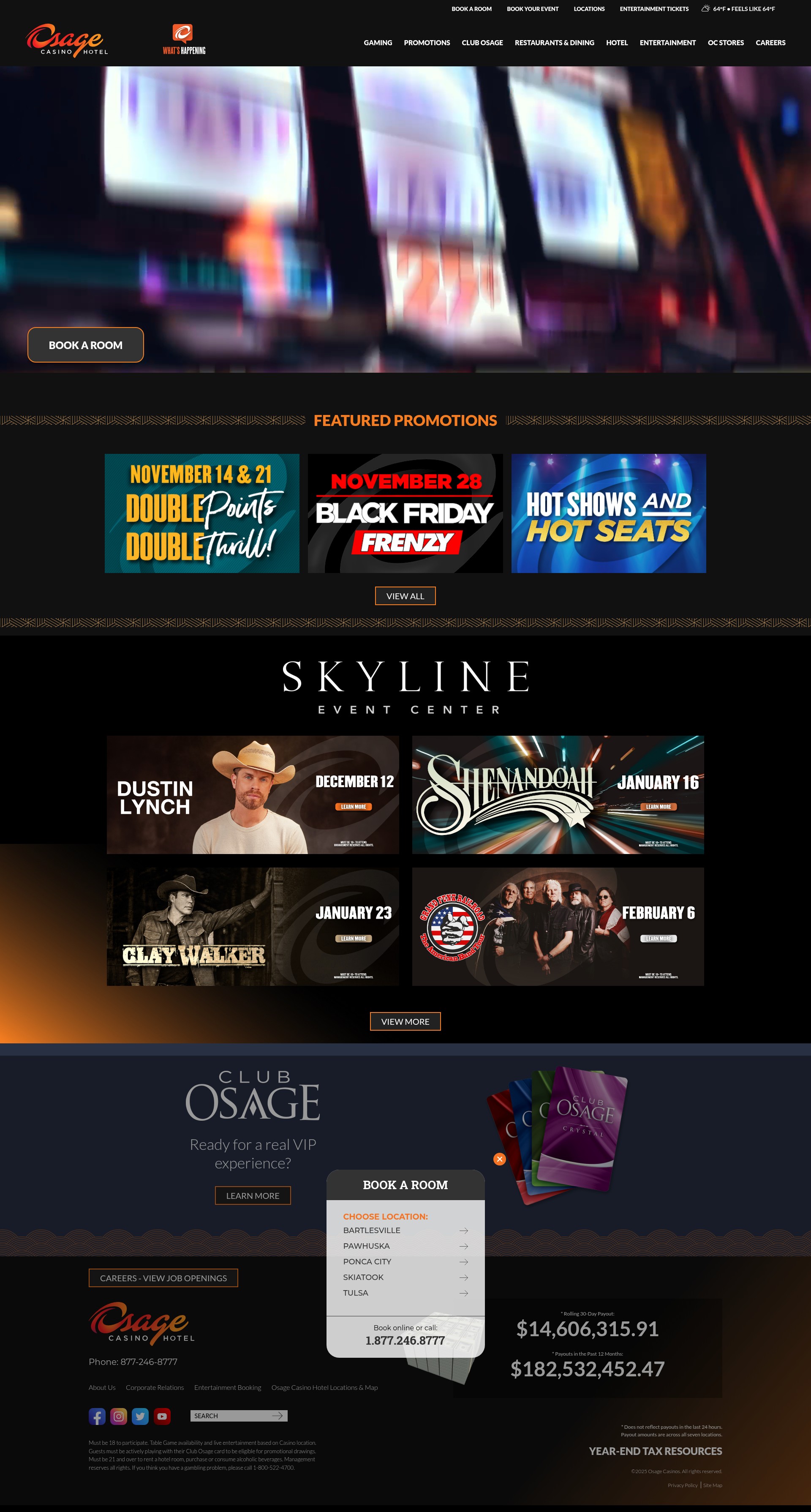 Screenshot of www.osagecasino.com