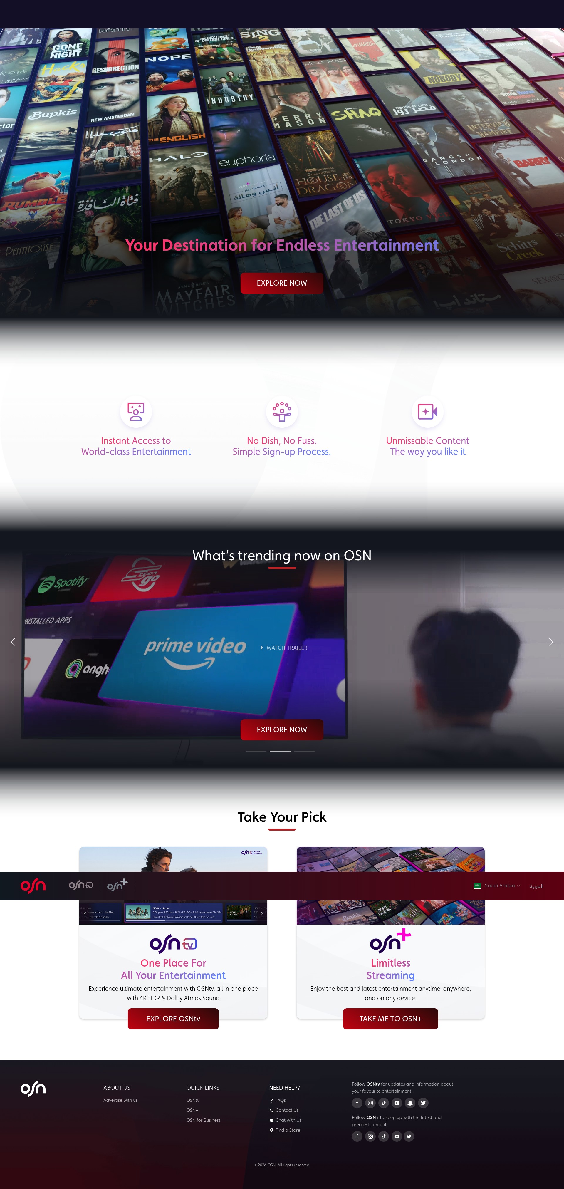 Screenshot of www.osn.com