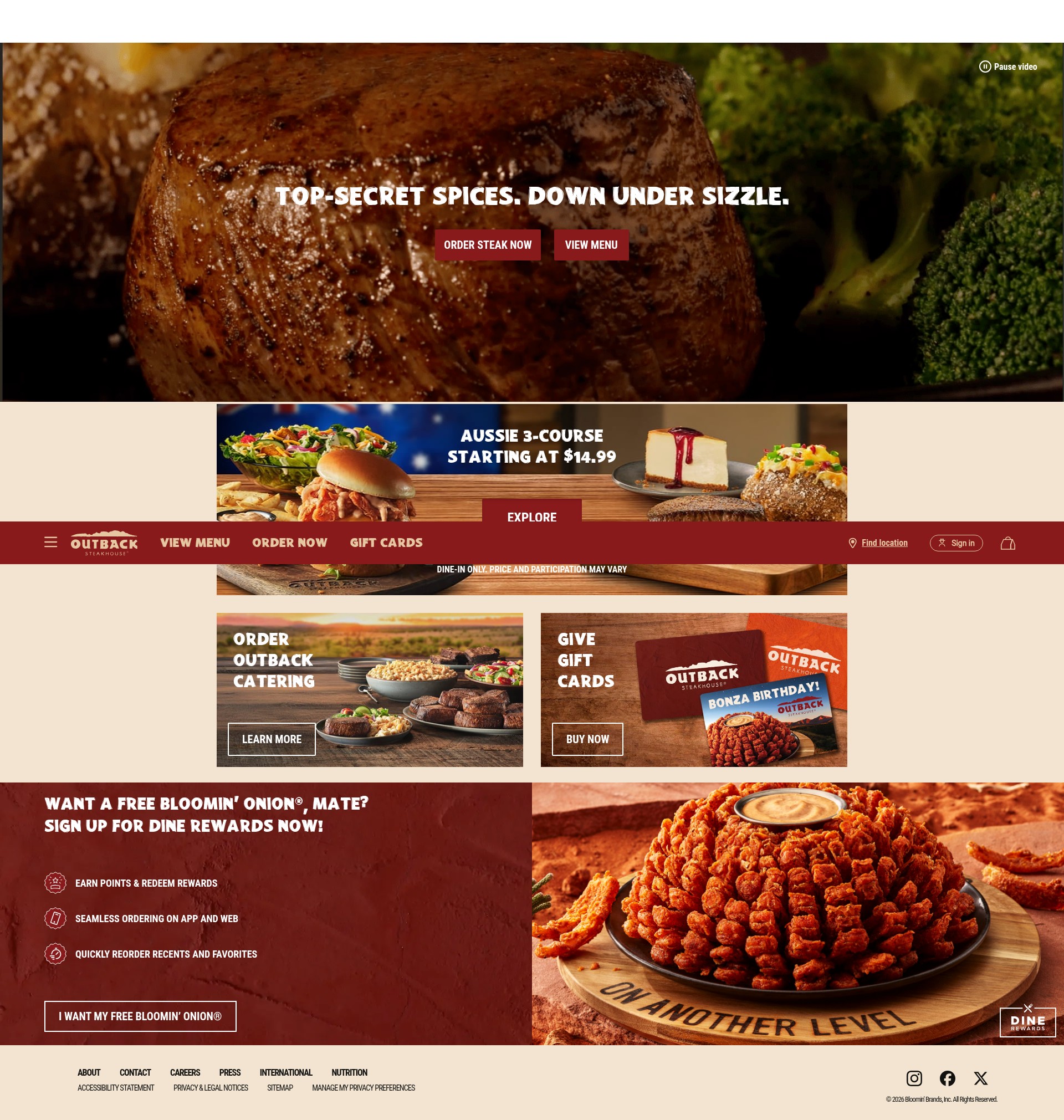 Screenshot of www.outback.com