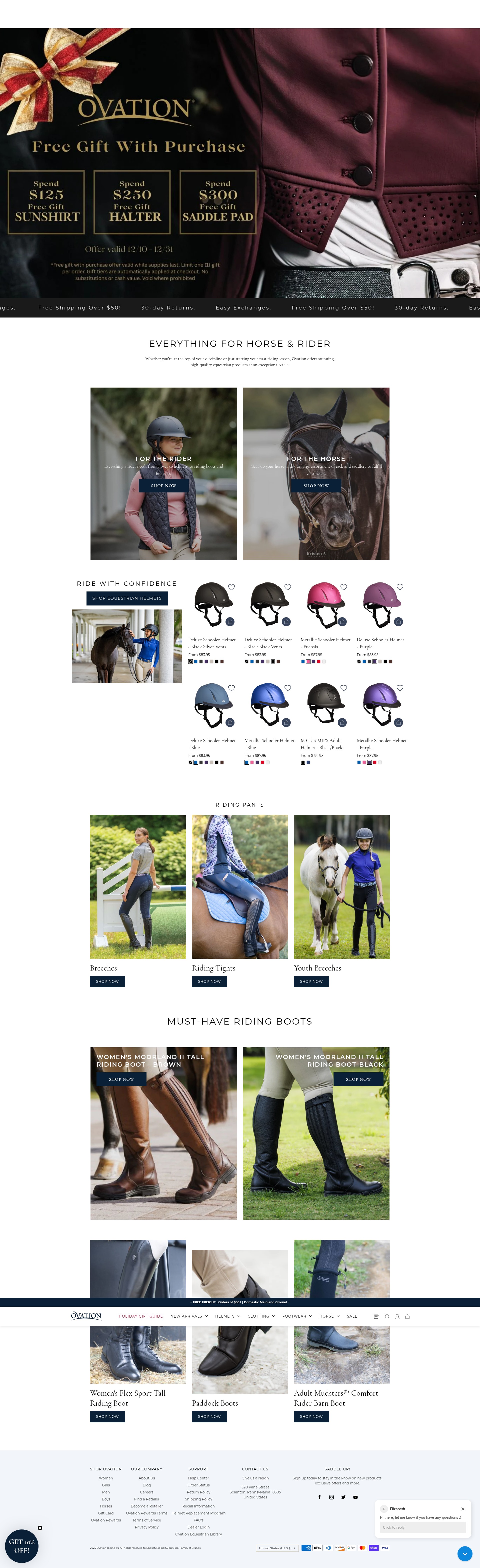 Screenshot of www.ovationriding.com