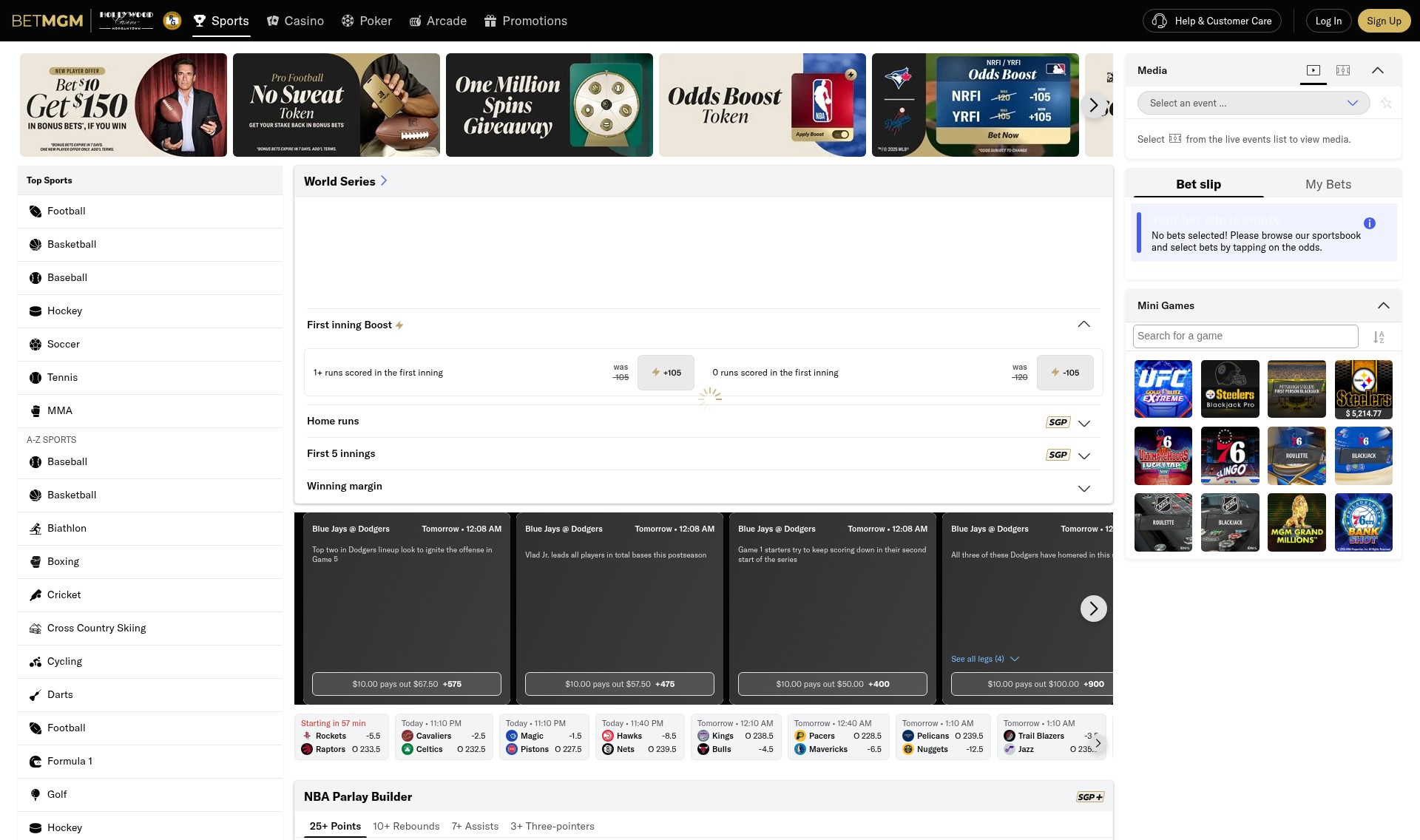 Screenshot of www.pa.betmgm.com