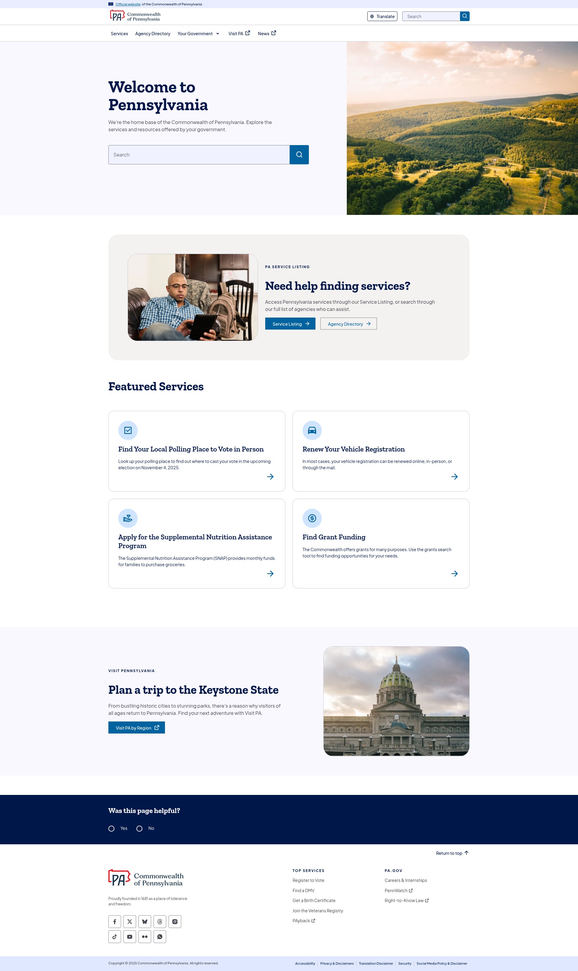 Screenshot of www.pa.gov