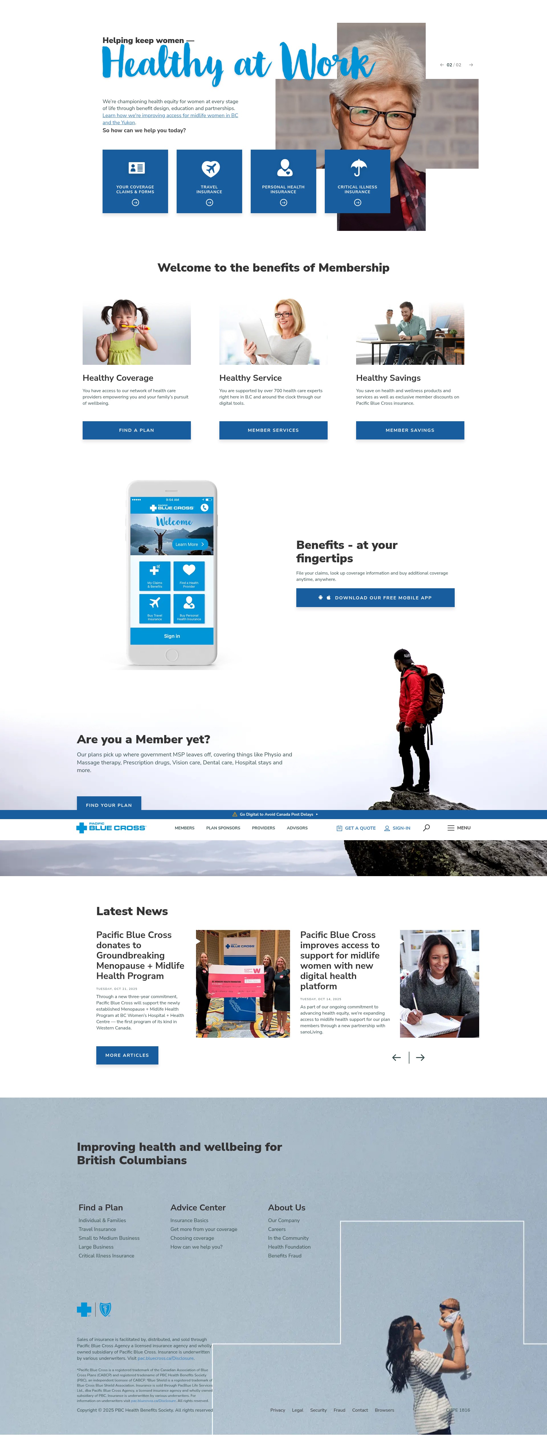 Screenshot of www.pac.bluecross.ca
