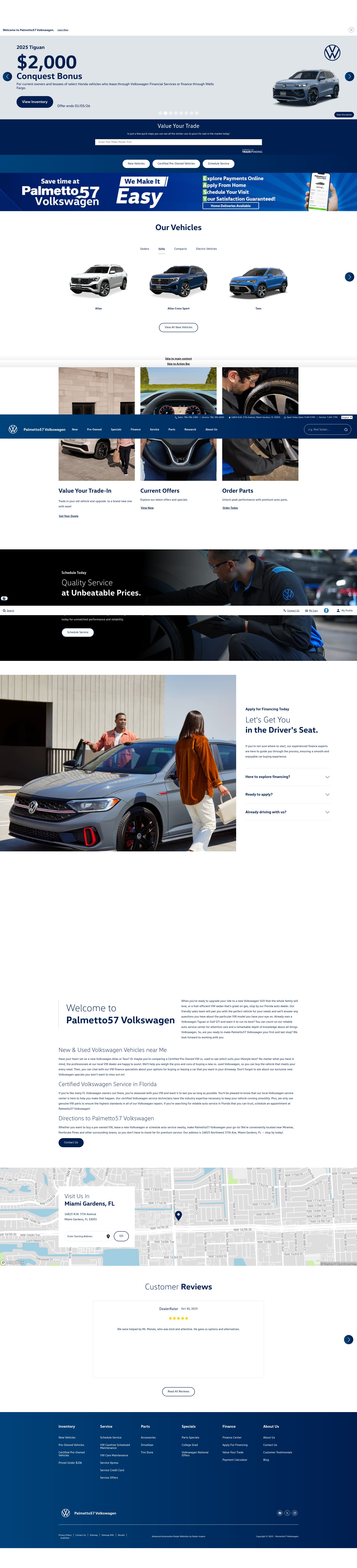 Screenshot of www.palmetto57vw.com