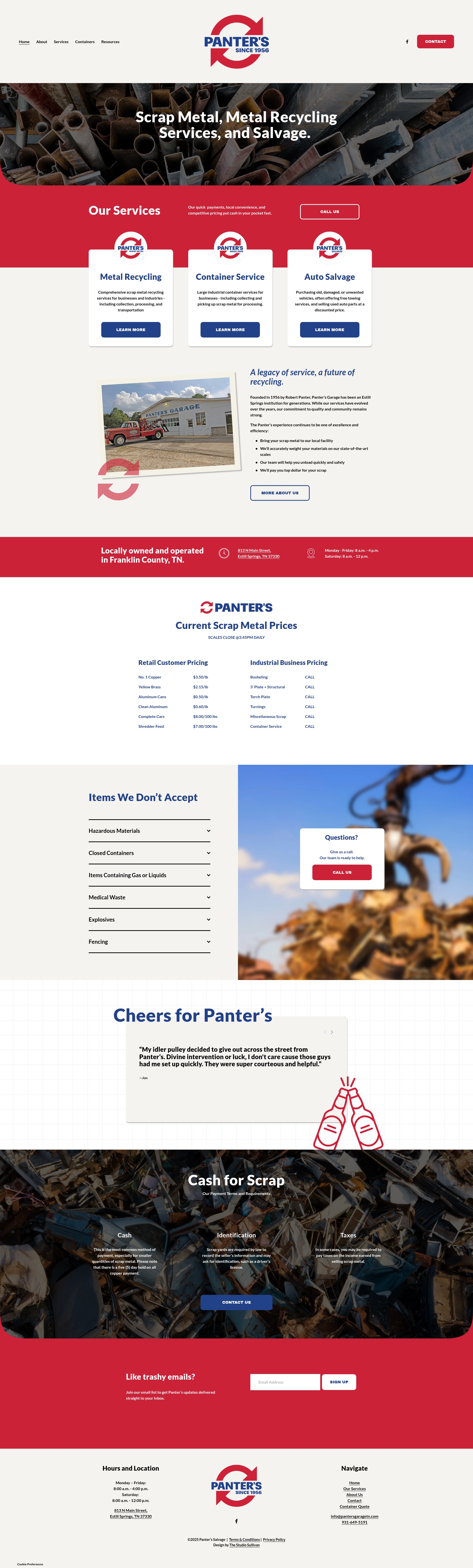 Screenshot of www.pantersgaragetn.com