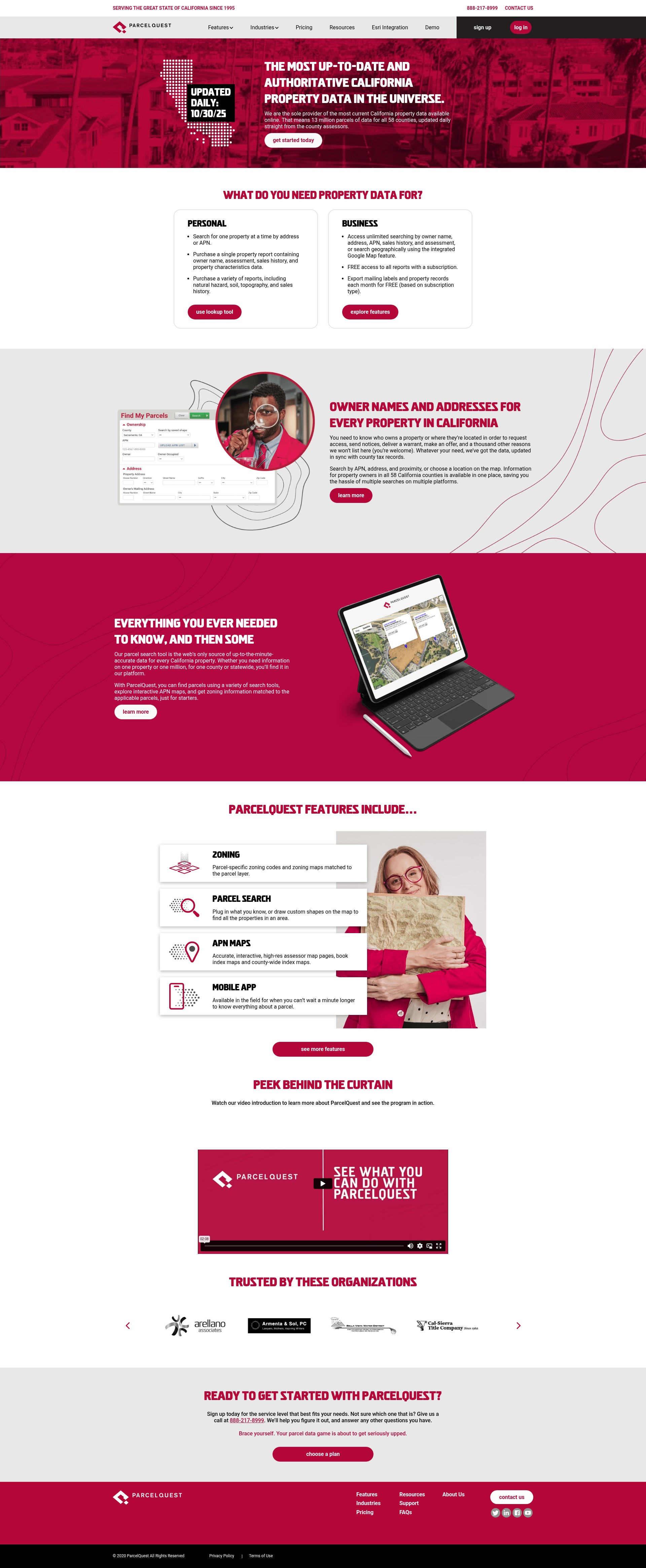 Screenshot of www.parcelquest.com