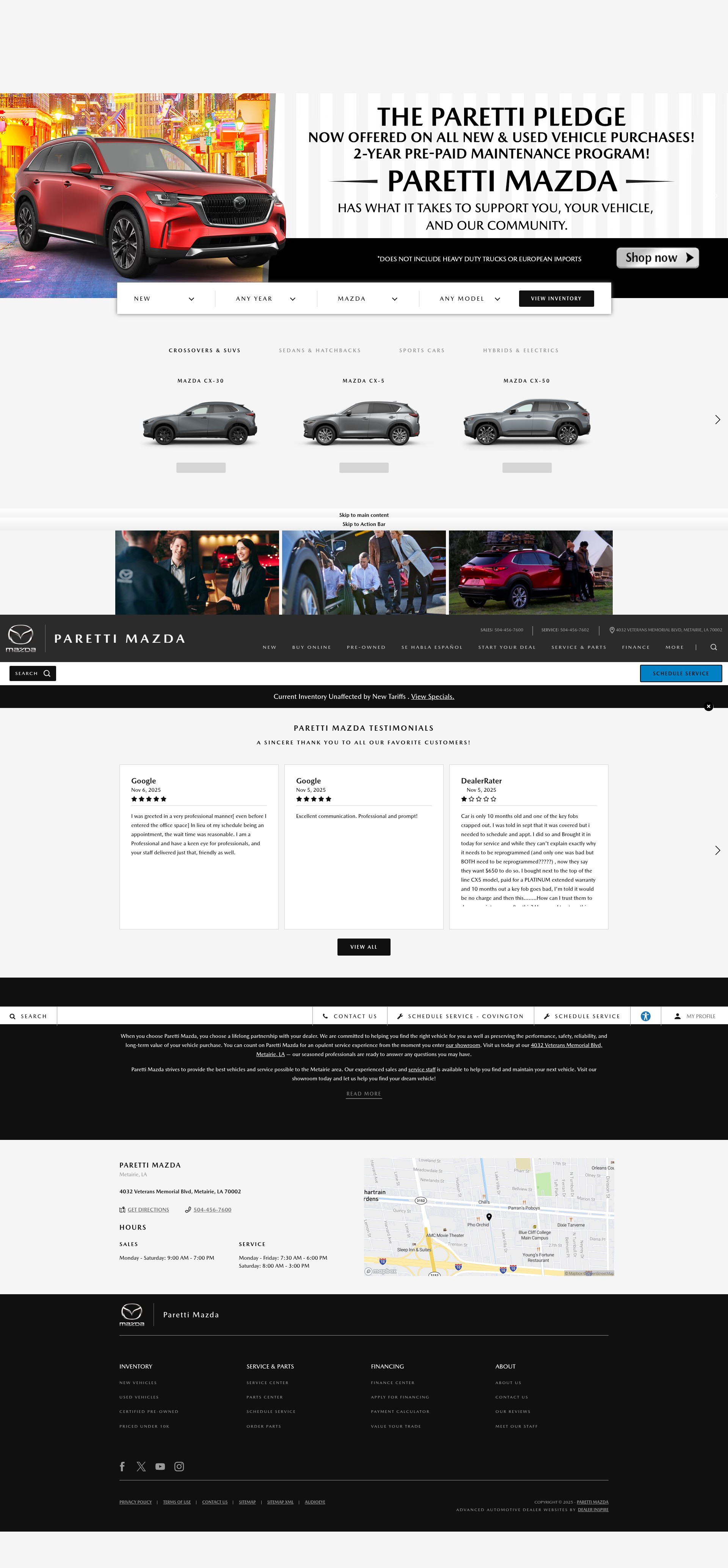 Screenshot of www.parettimazda.com