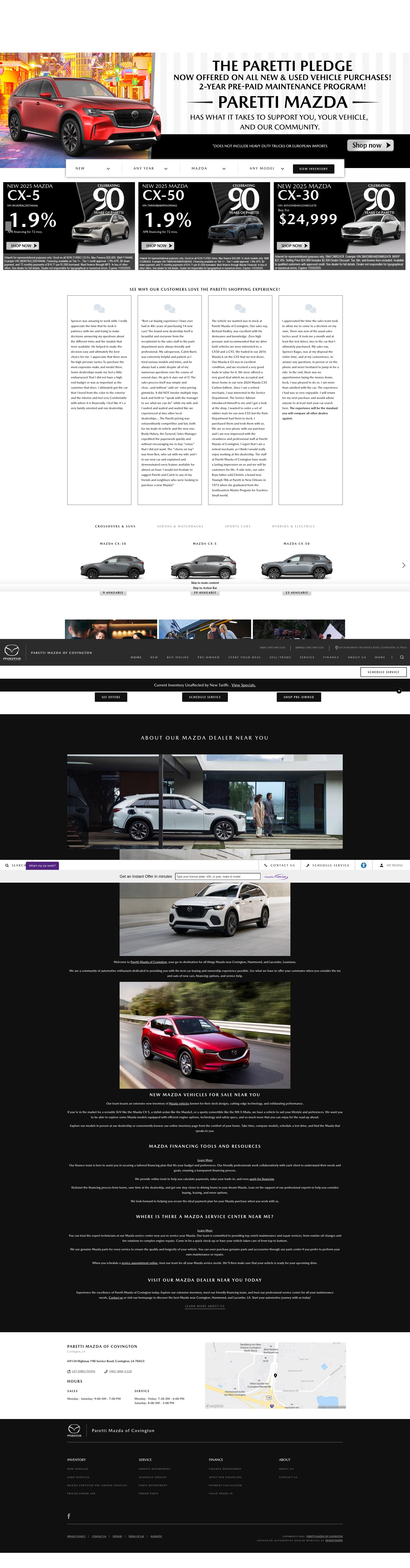 Screenshot of www.parettimazdaofcovington.com