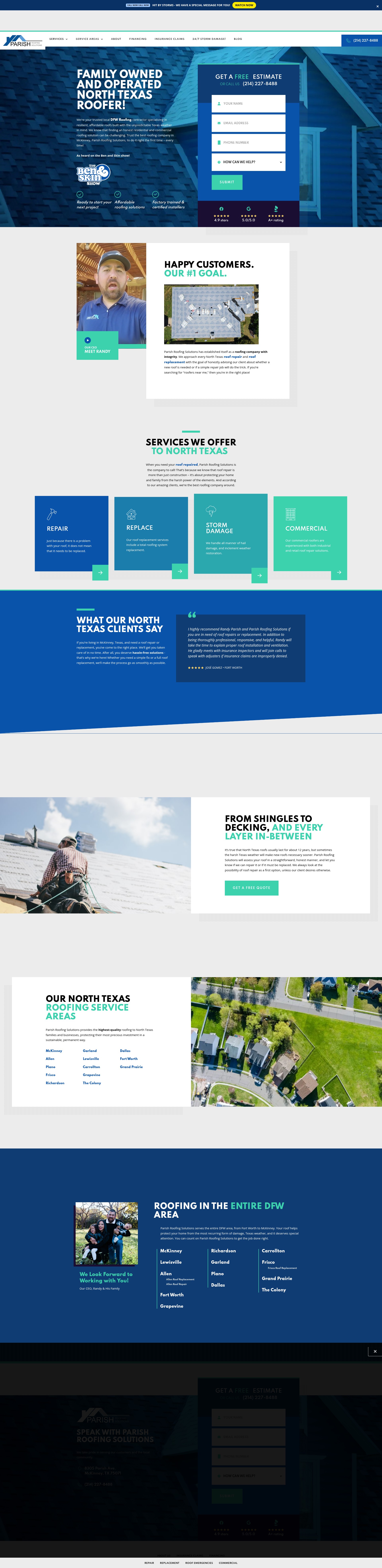 Screenshot of www.parishroofingsolutions.com