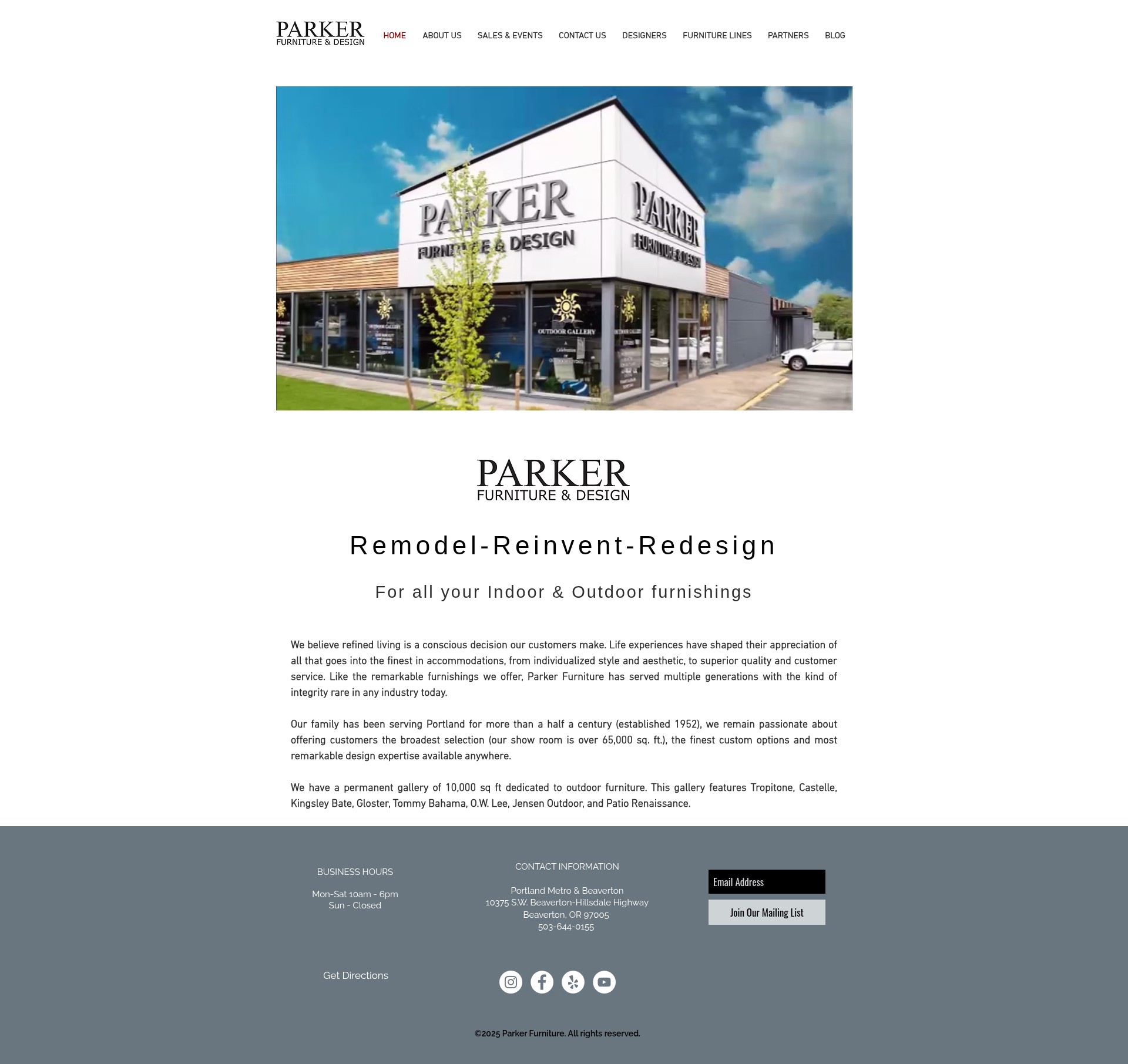 Screenshot of www.parker-furniture.com