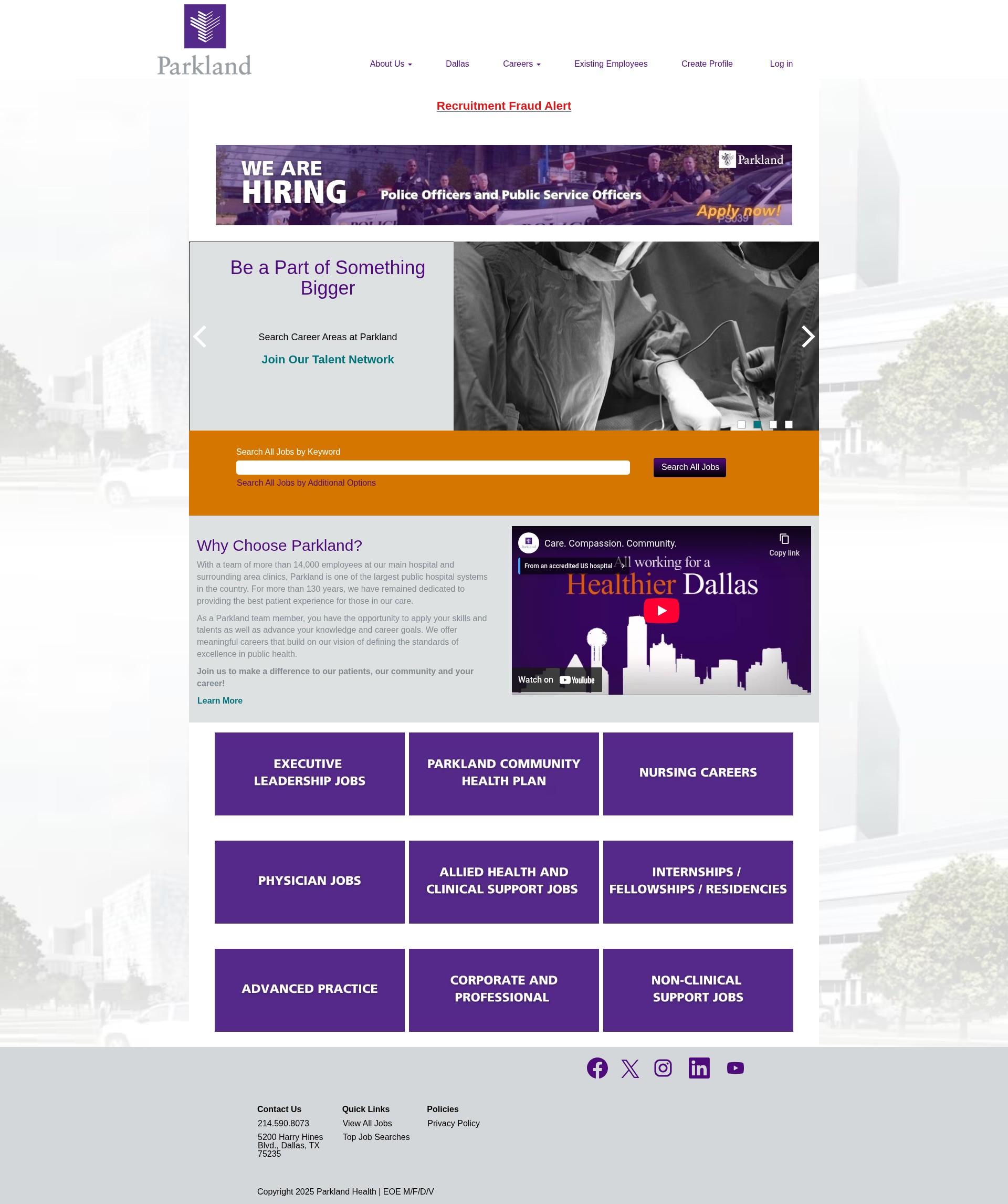Screenshot of www.parklandcareers.com