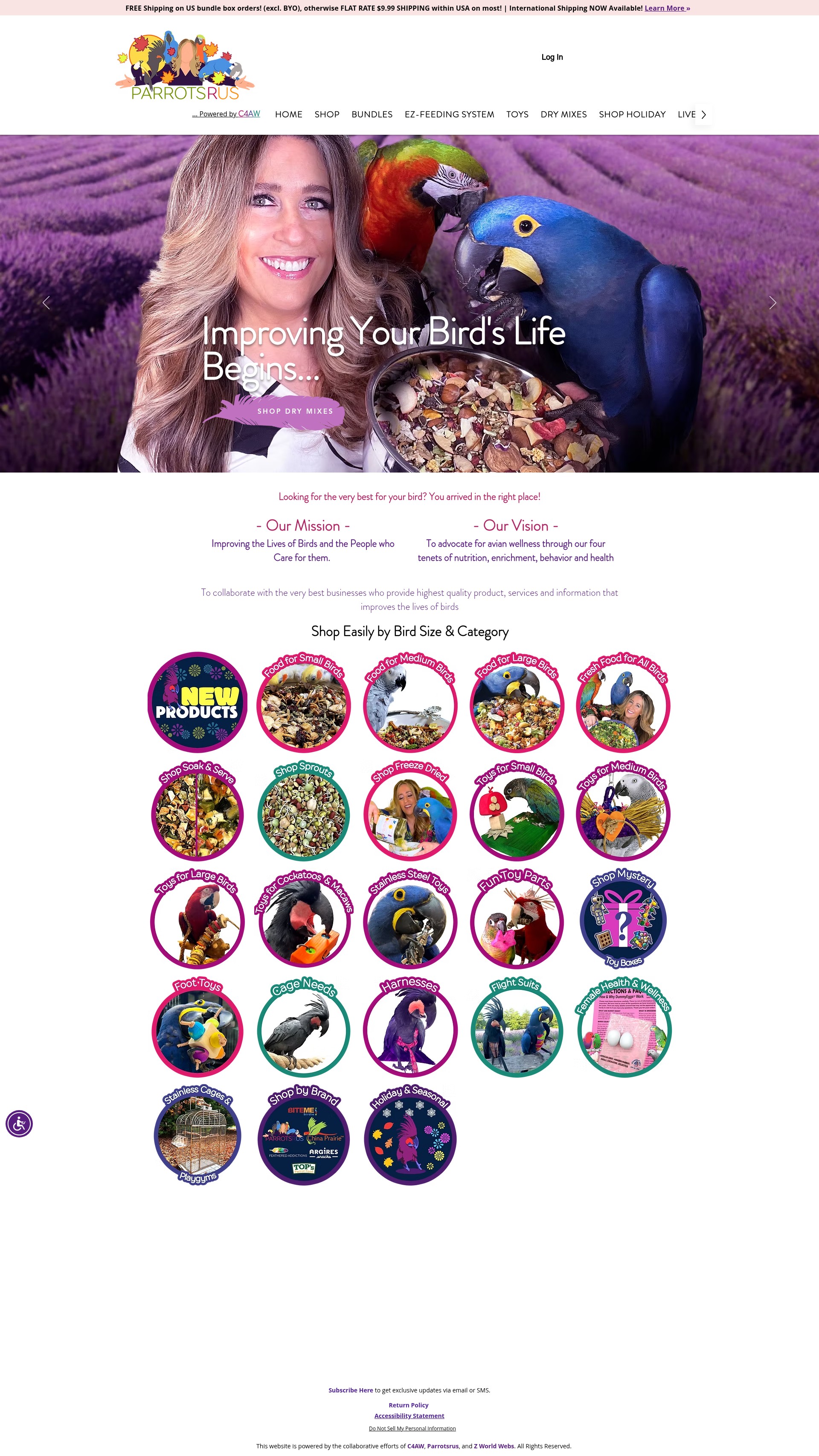Screenshot of www.parrotsrus.net