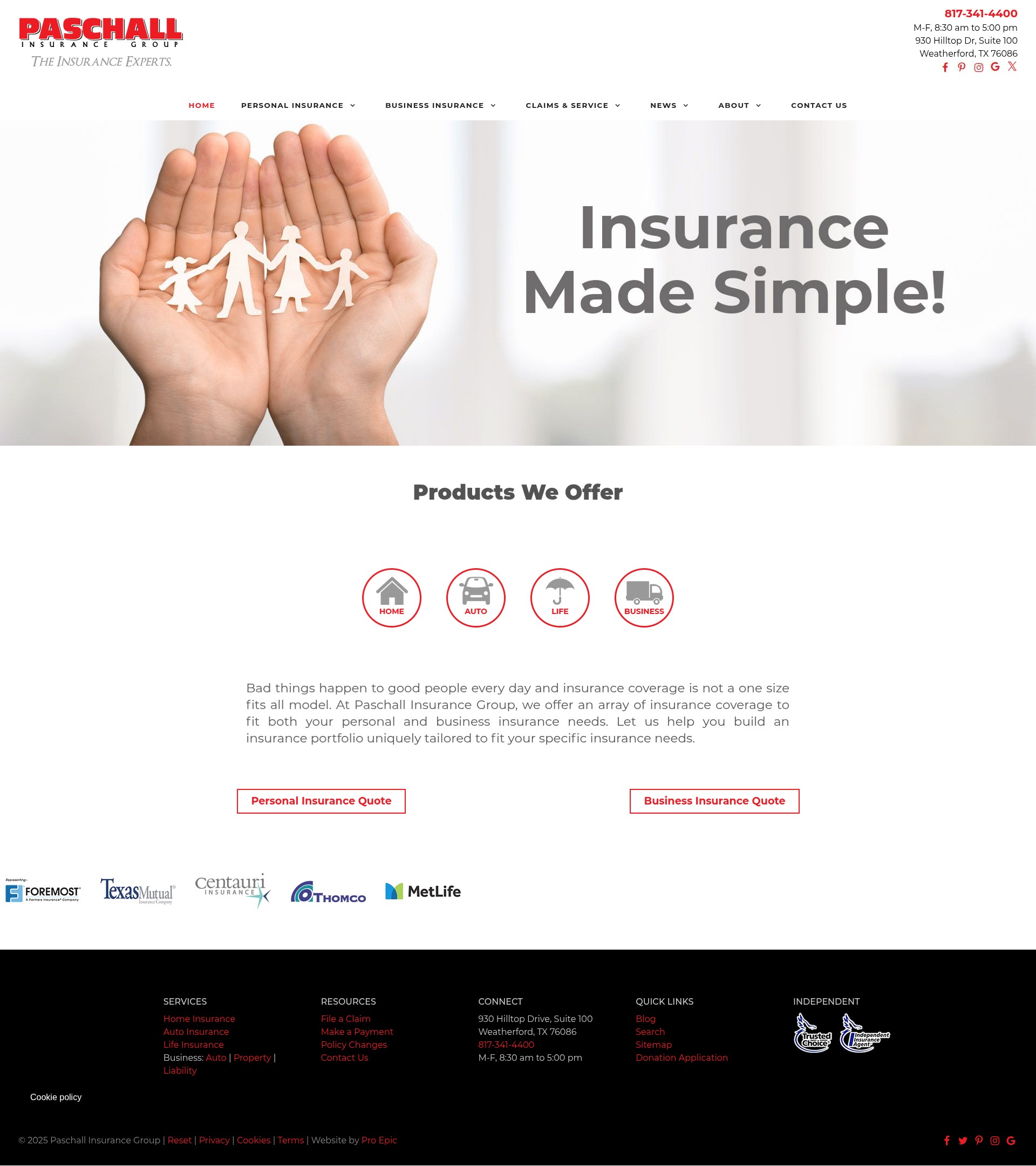 Screenshot of www.paschallins.com