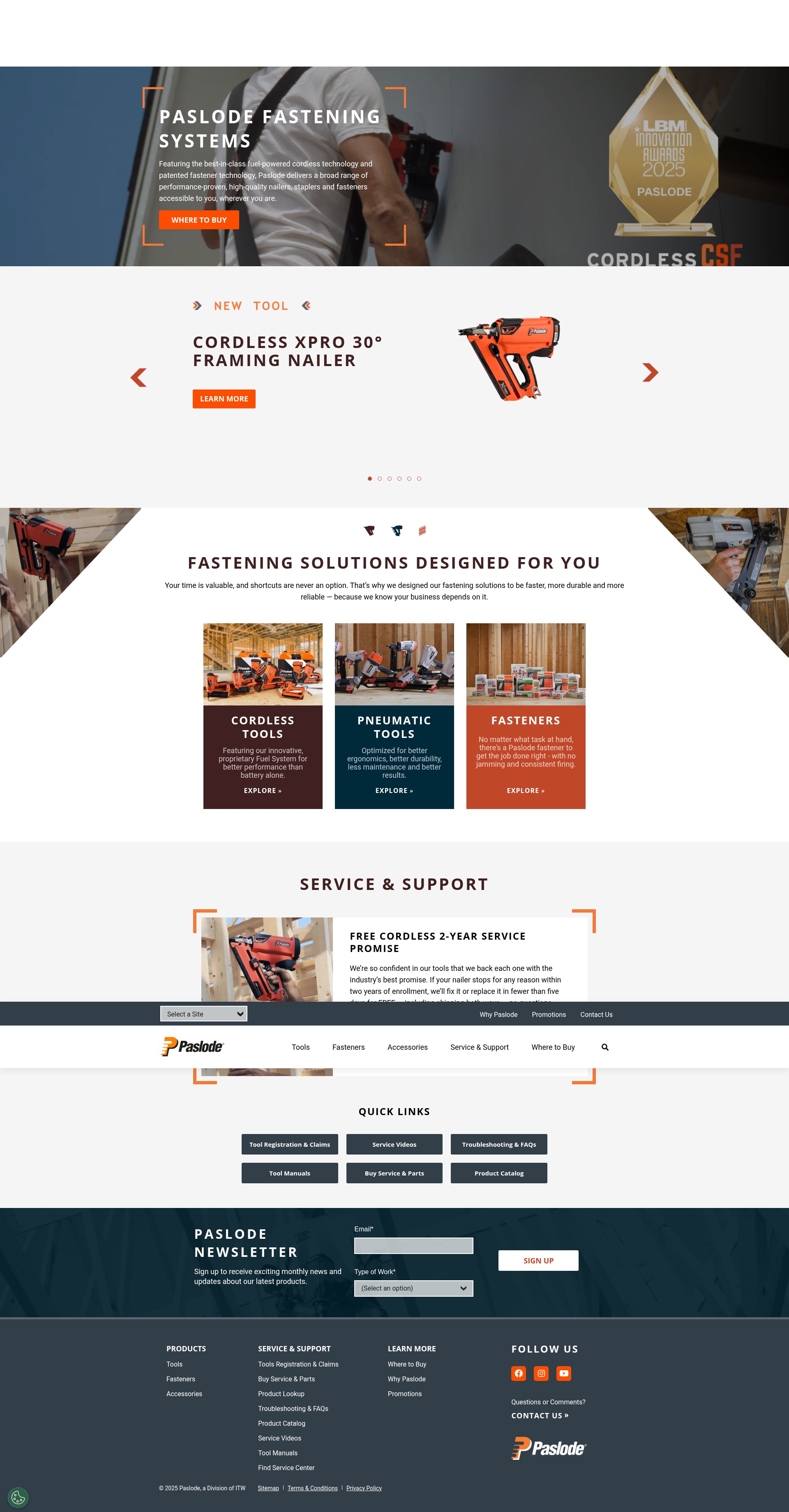 Screenshot of www.paslode.com