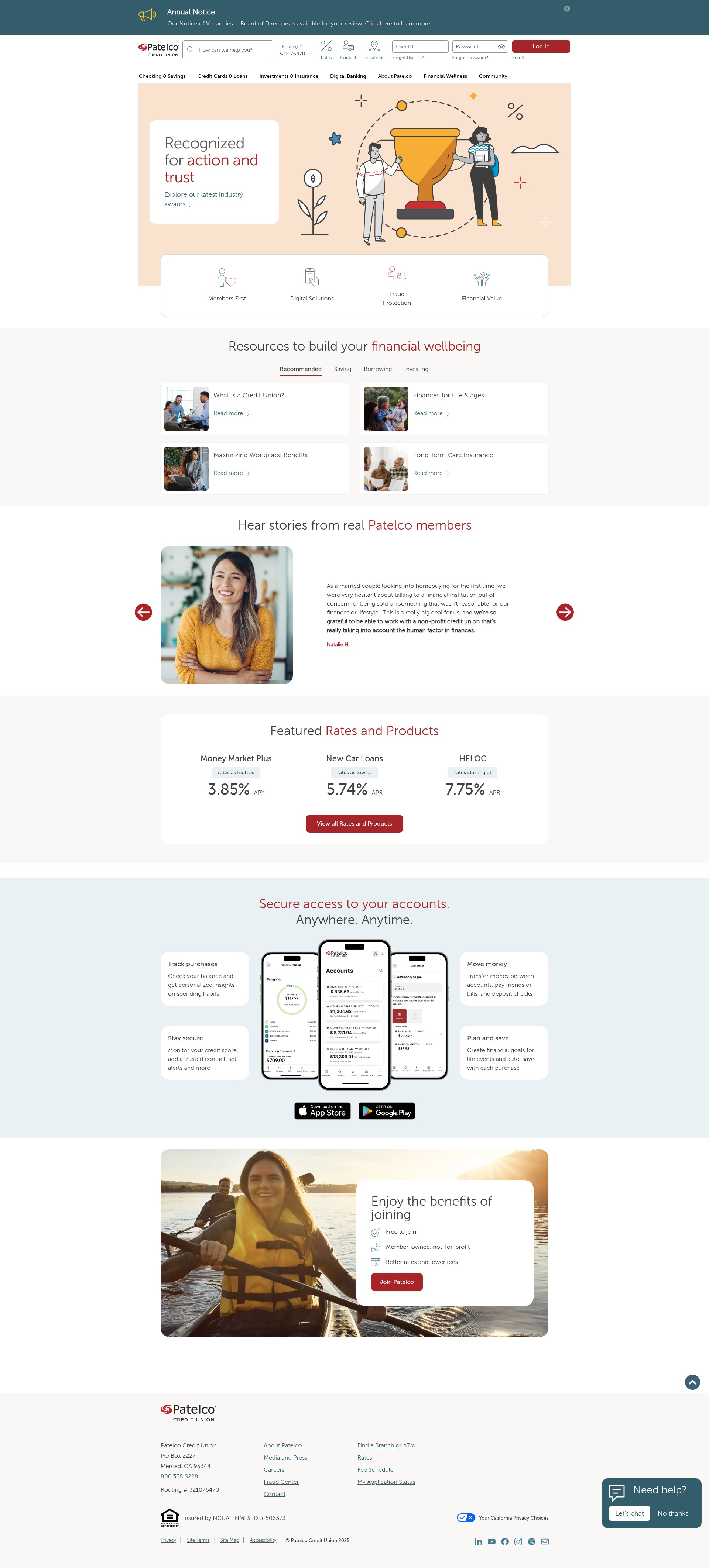 Screenshot of www.patelco.org