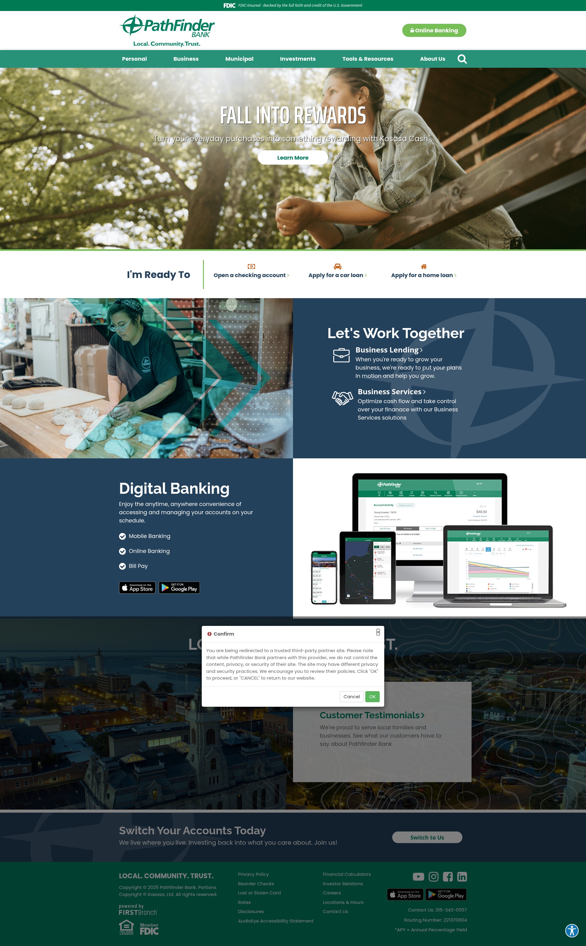 Screenshot of www.pathfinderbank.com