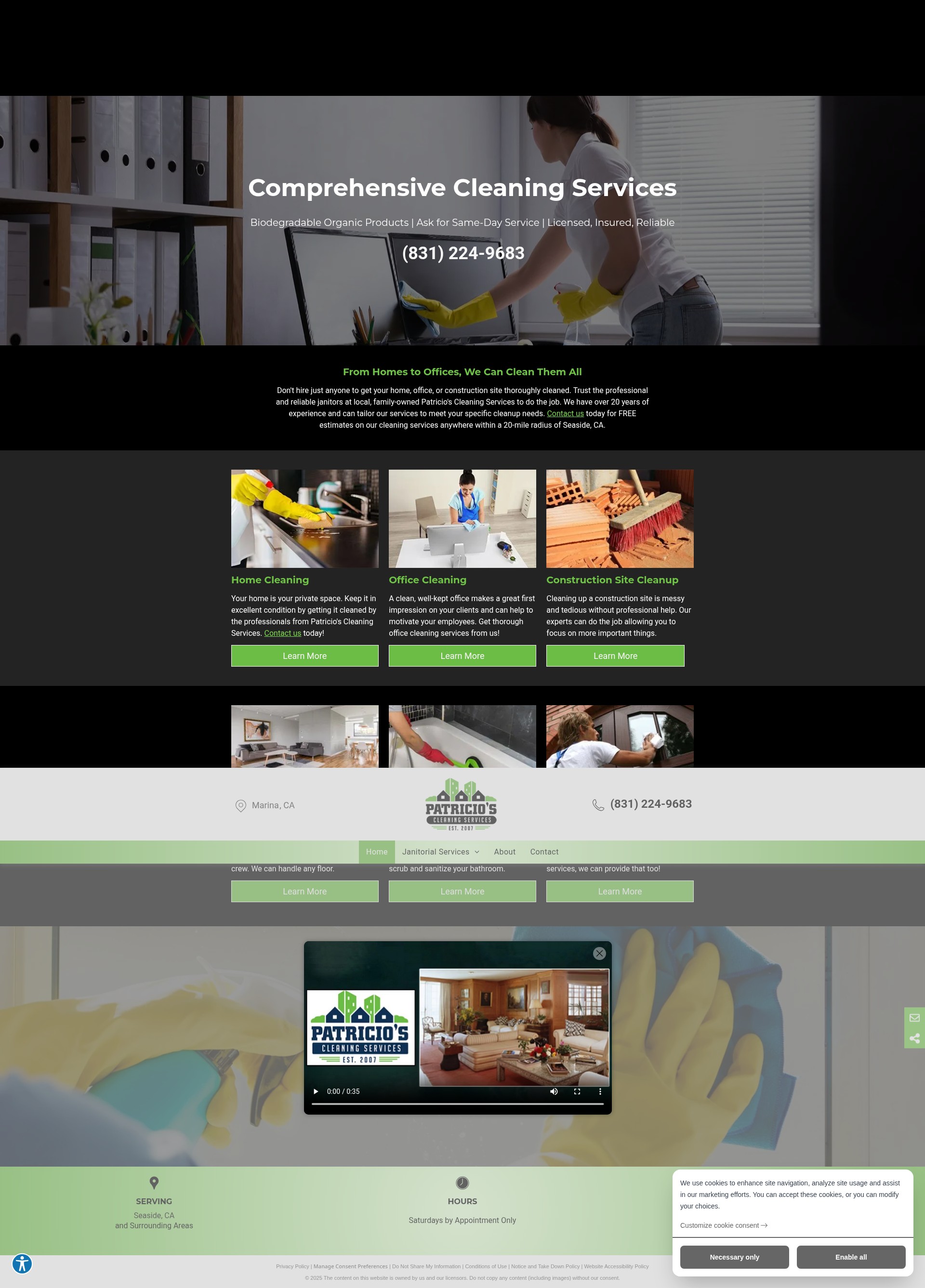 Screenshot of www.patricioscleaning.com