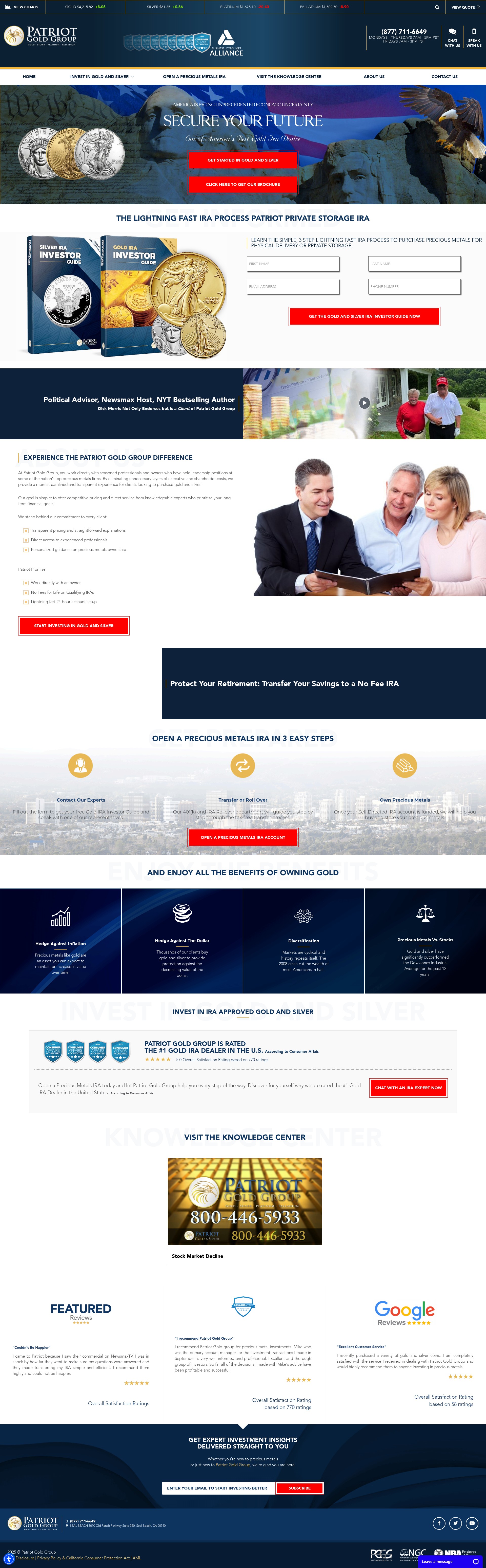 Screenshot of www.patriotgoldgroup.com