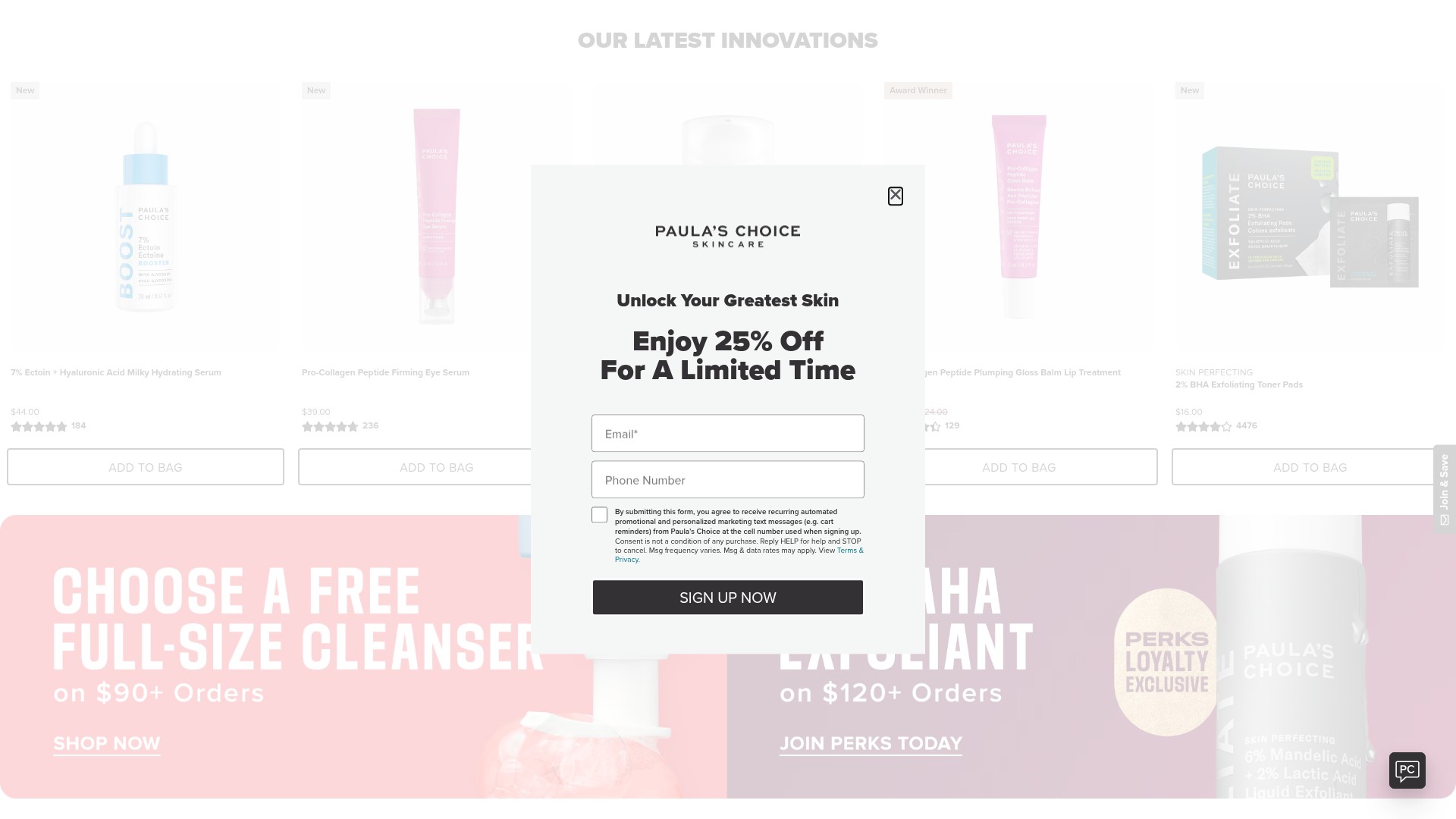 Screenshot of www.paulaschoice.com