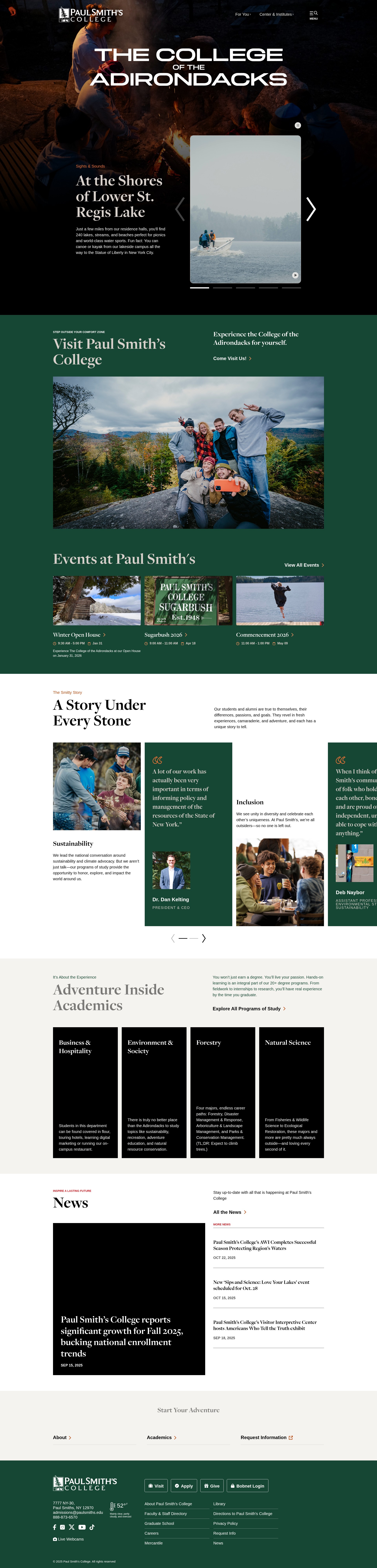 Screenshot of www.paulsmiths.edu
