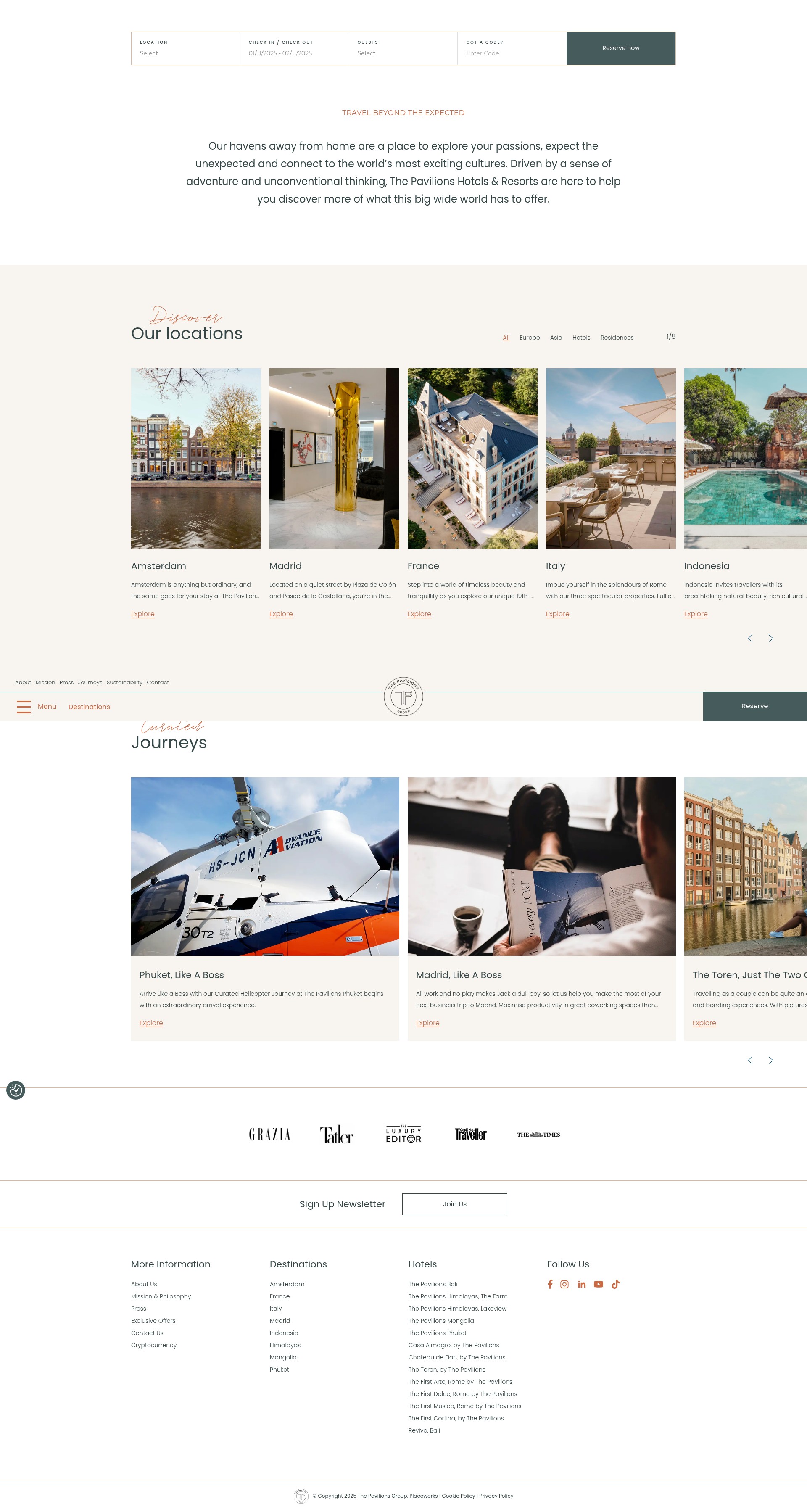 Screenshot of www.pavilionshotels.com