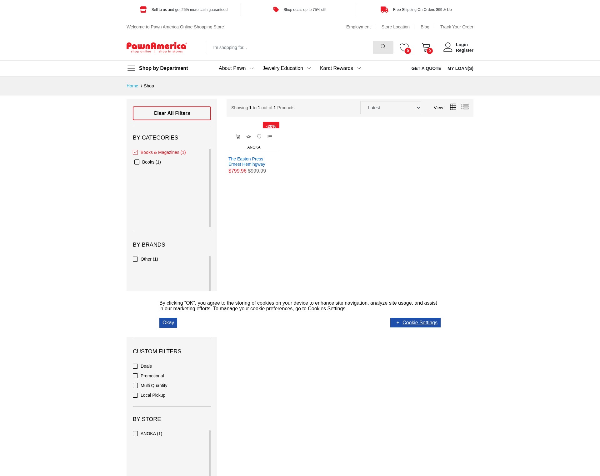 Screenshot of www.pawnamerica.com