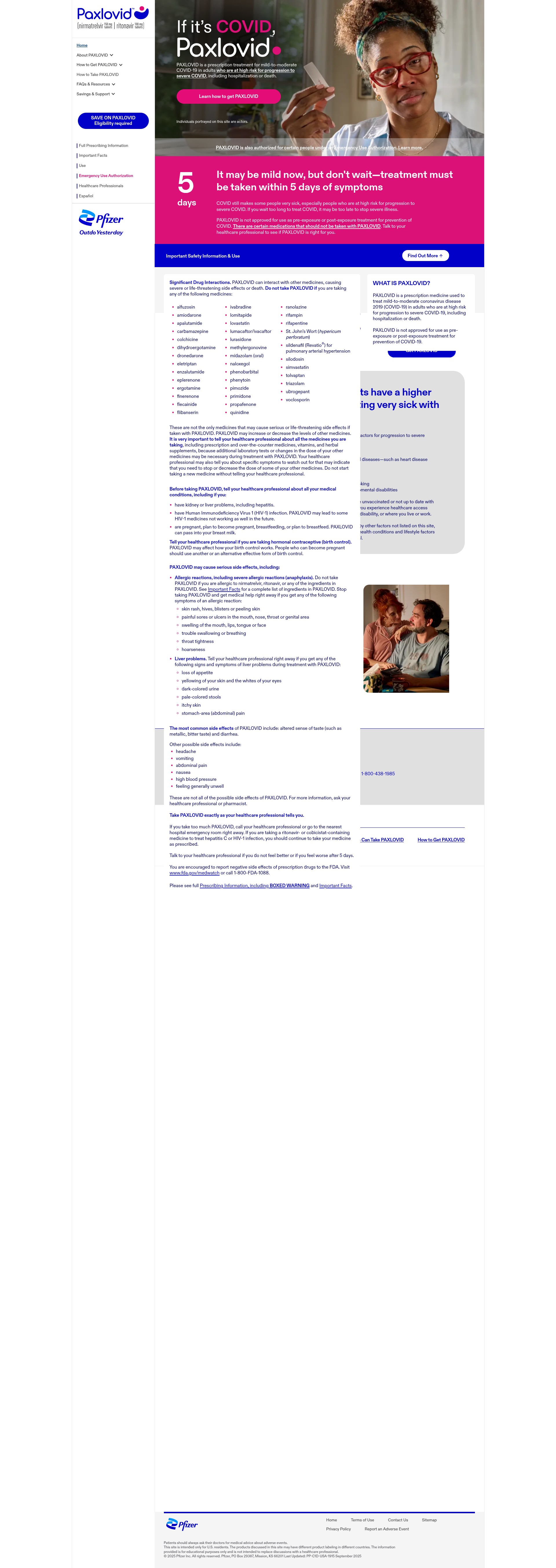 Screenshot of www.paxlovid.com