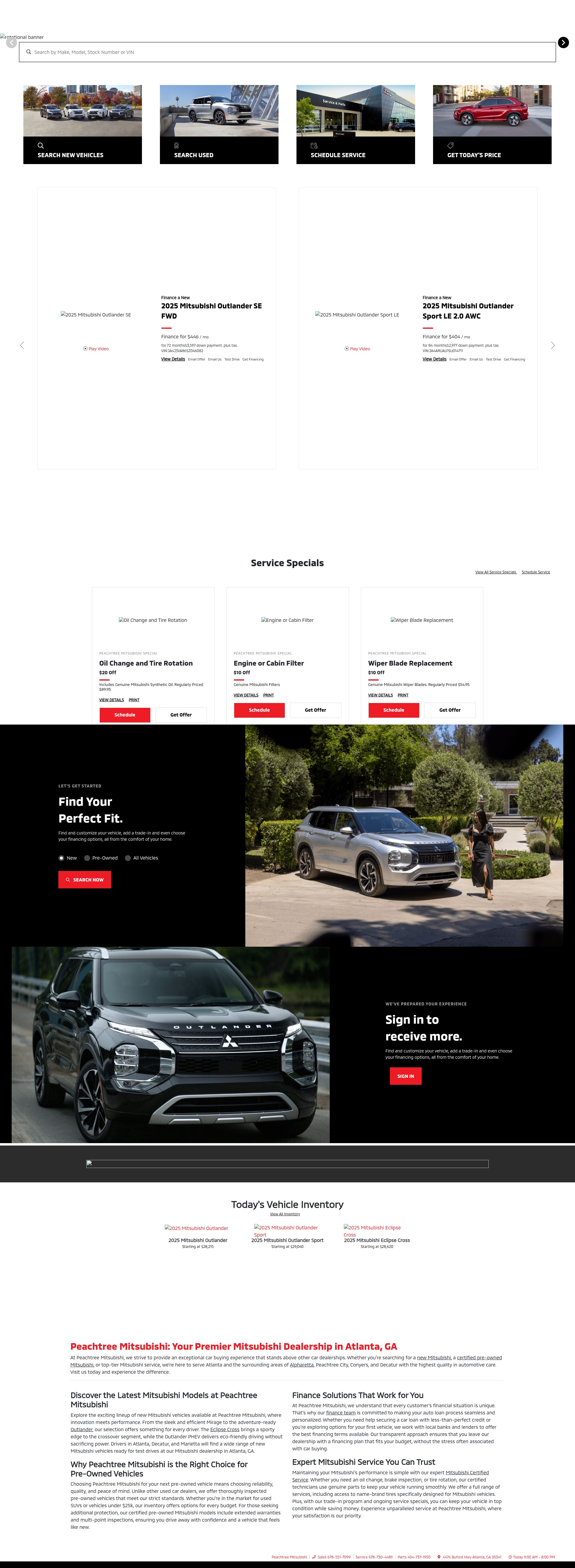 Screenshot of www.peachtreemitsubishi.com