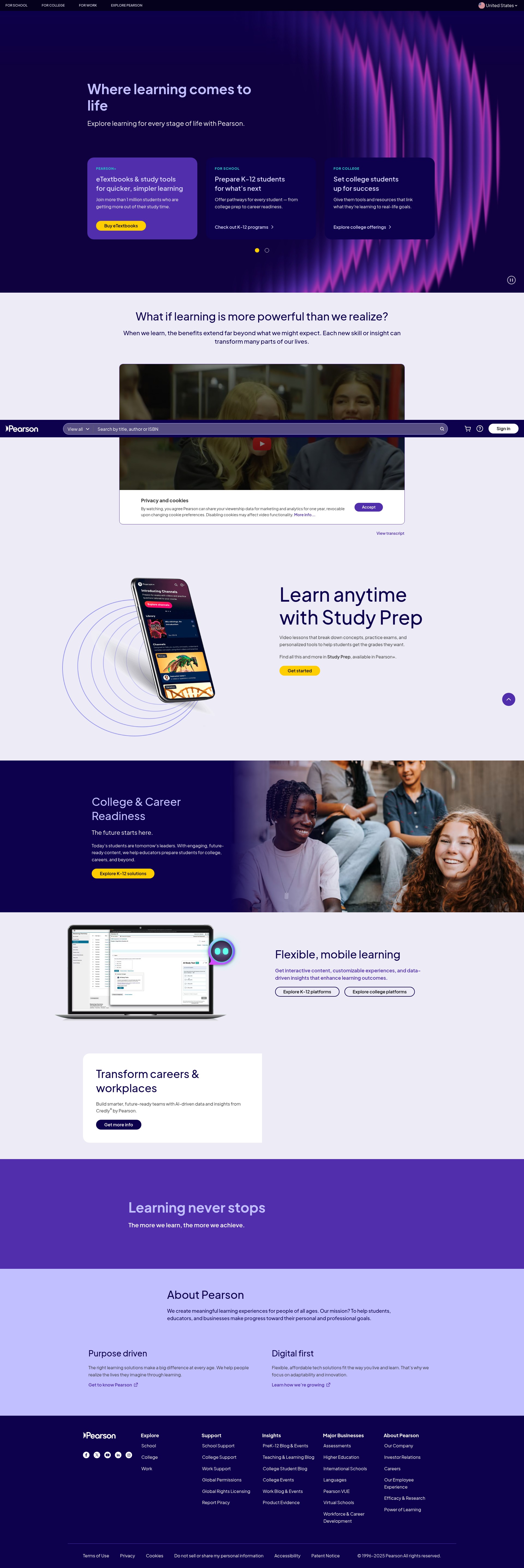 Screenshot of www.pearson.com