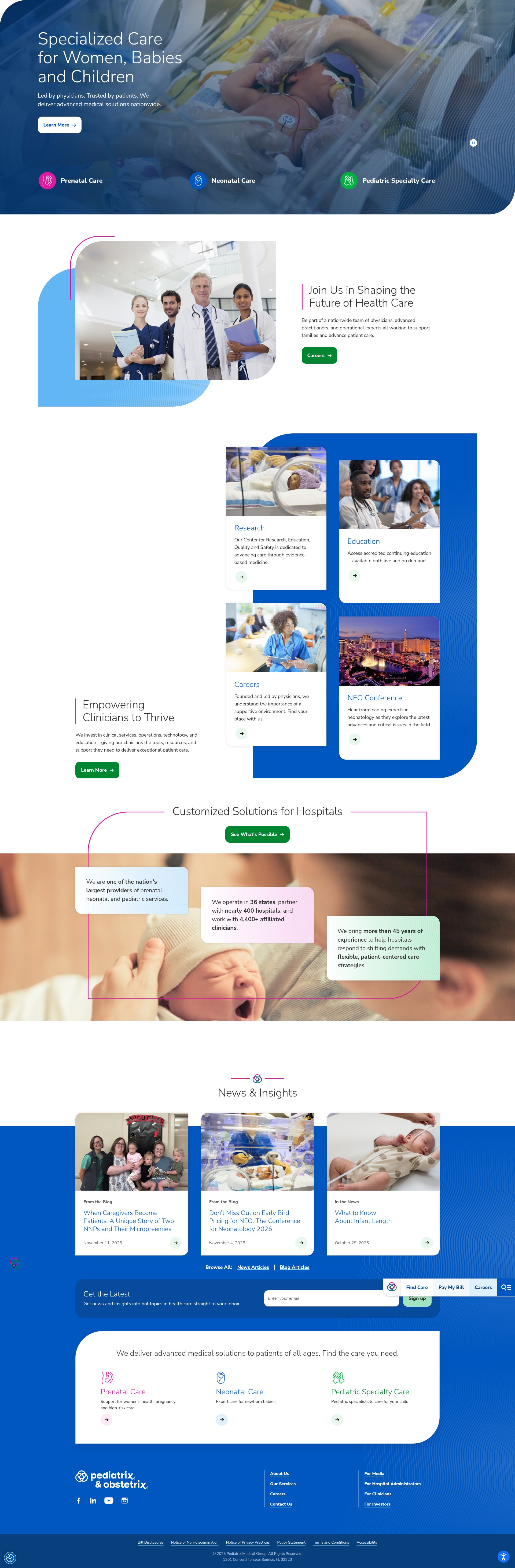 Screenshot of www.pediatrix.com