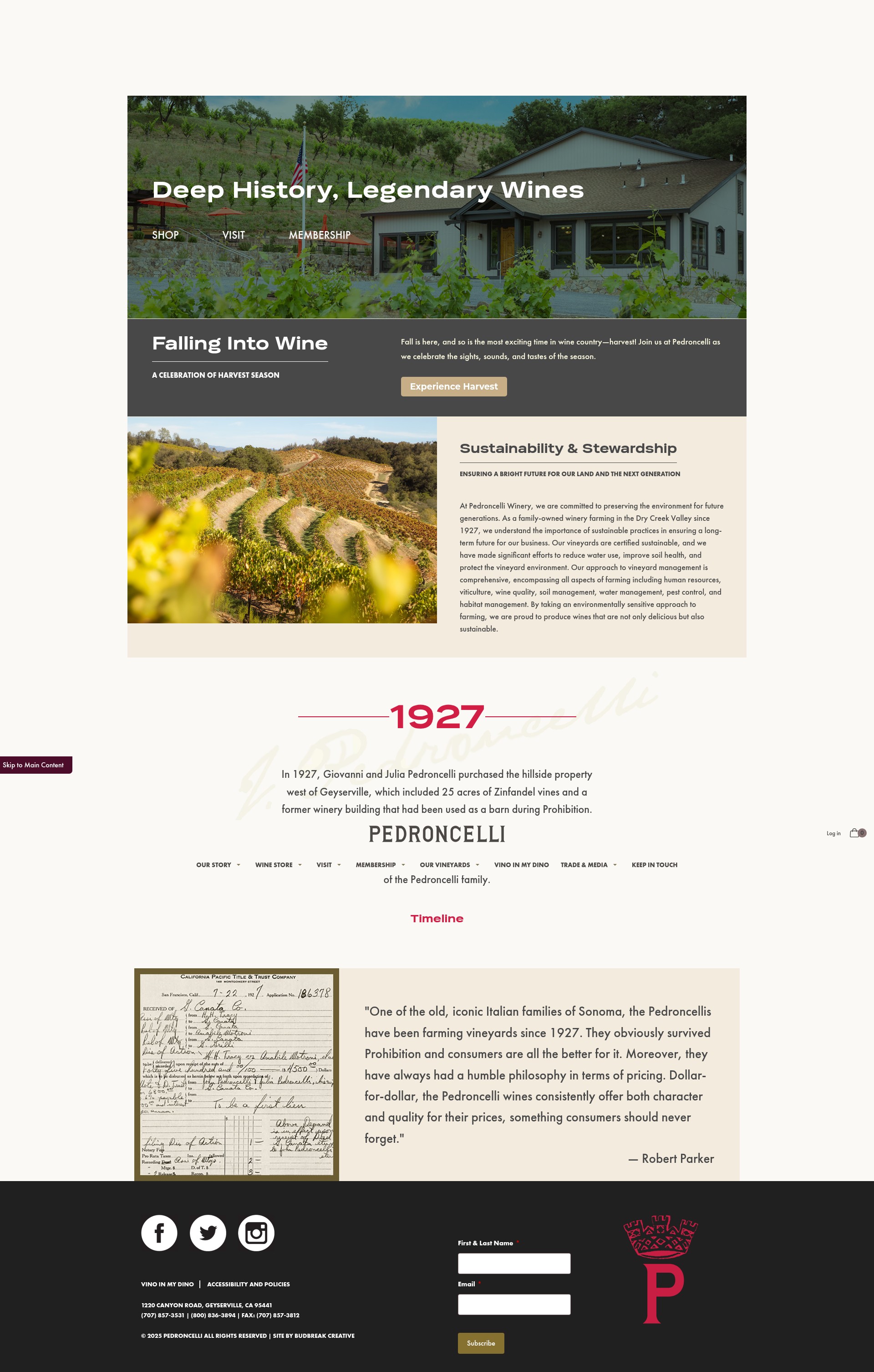 Screenshot of www.pedroncelli.com