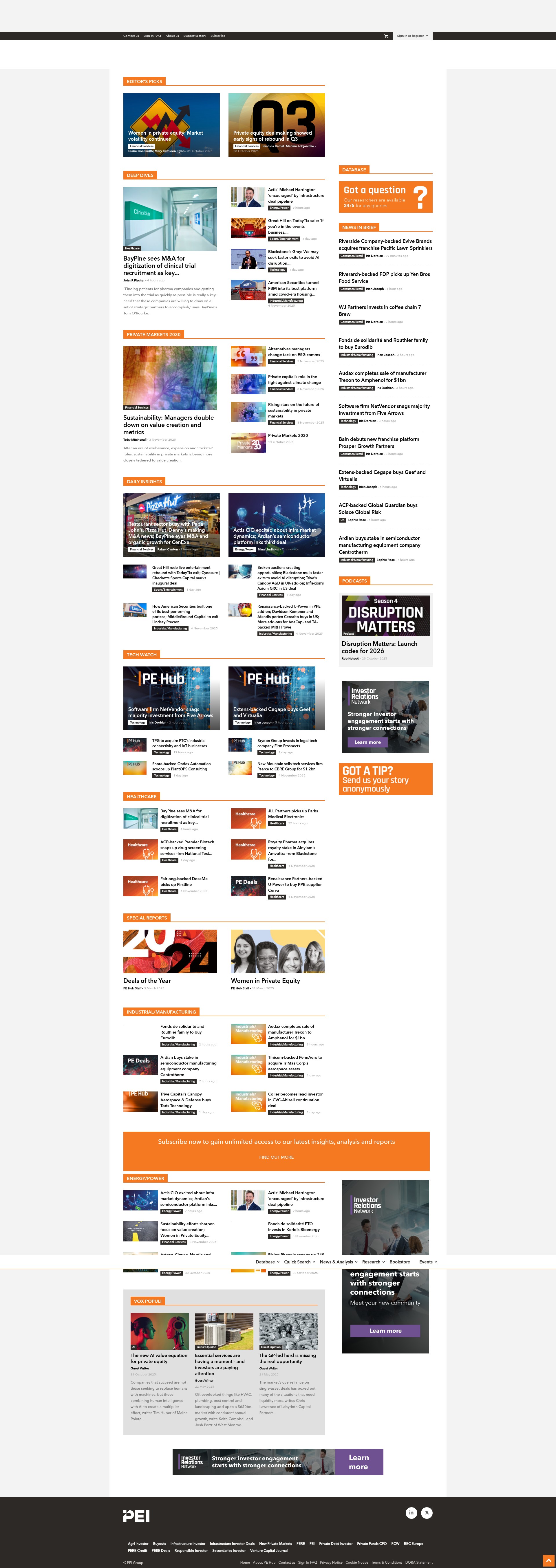 Screenshot of www.pehub.com