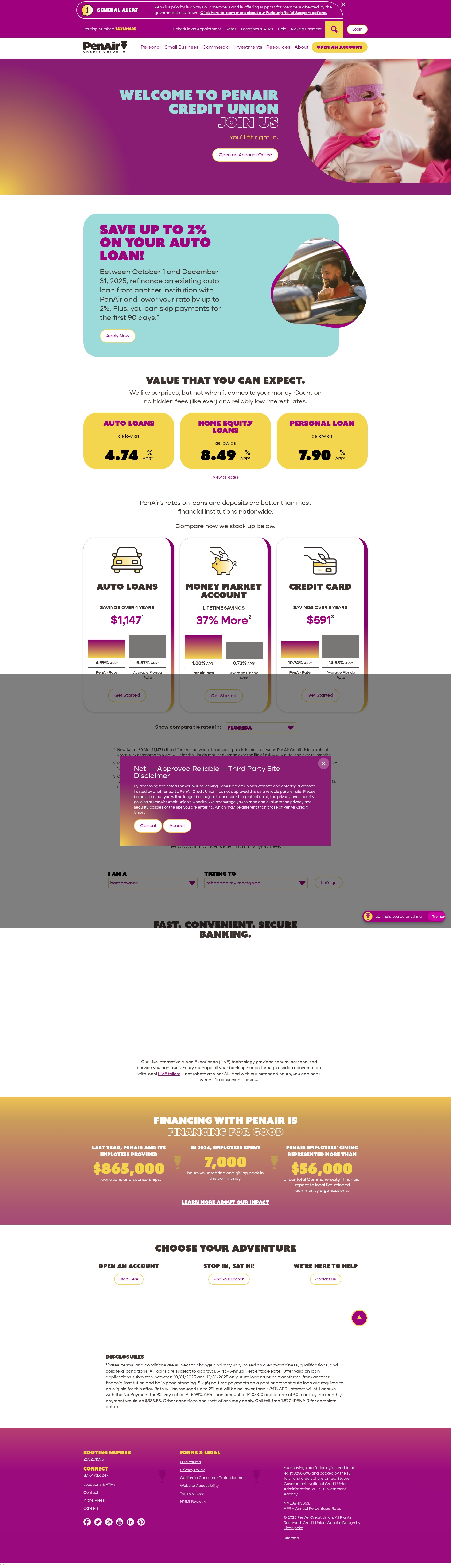Screenshot of www.penair.org