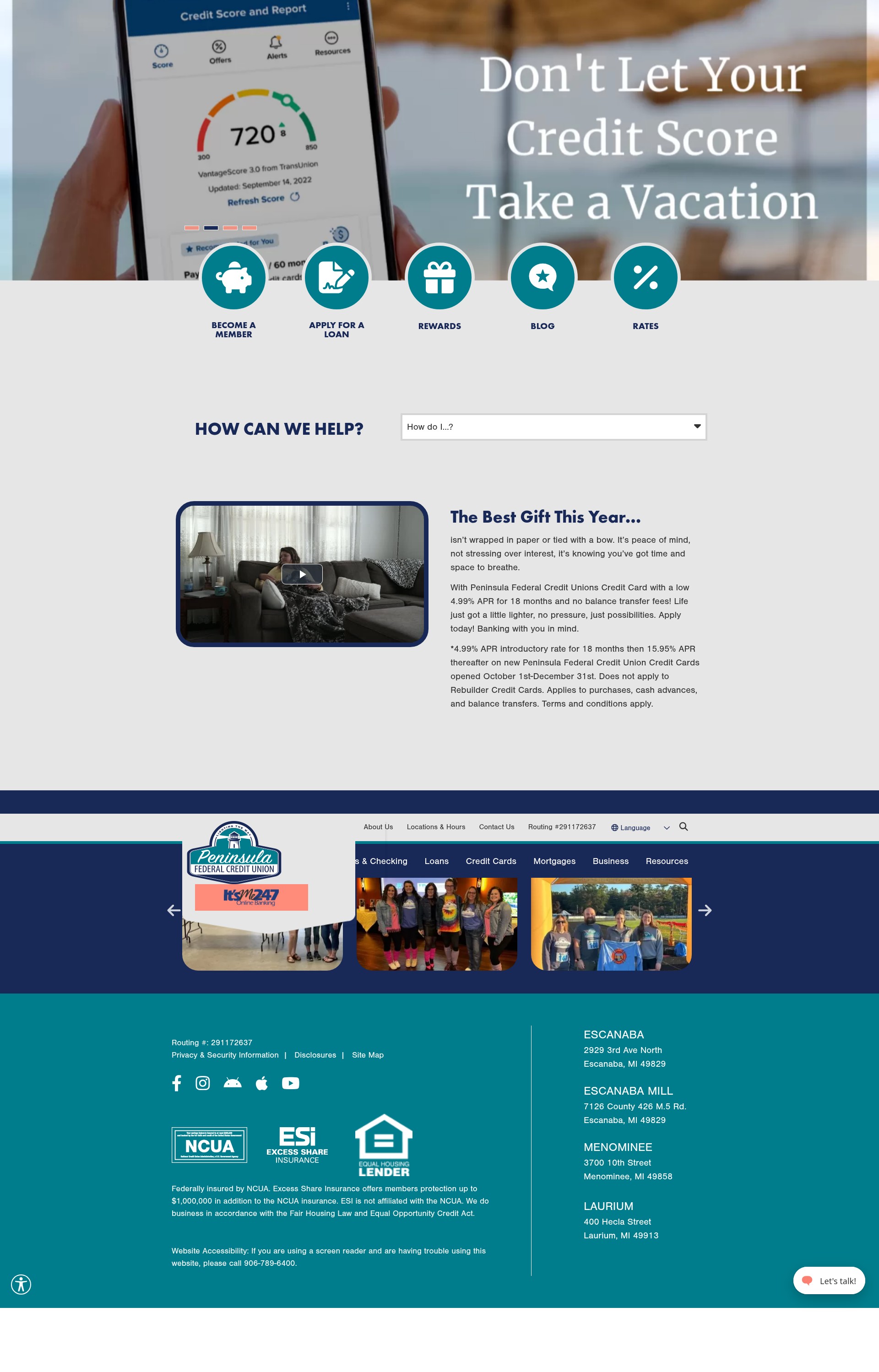 Screenshot of www.peninsulafcu.com