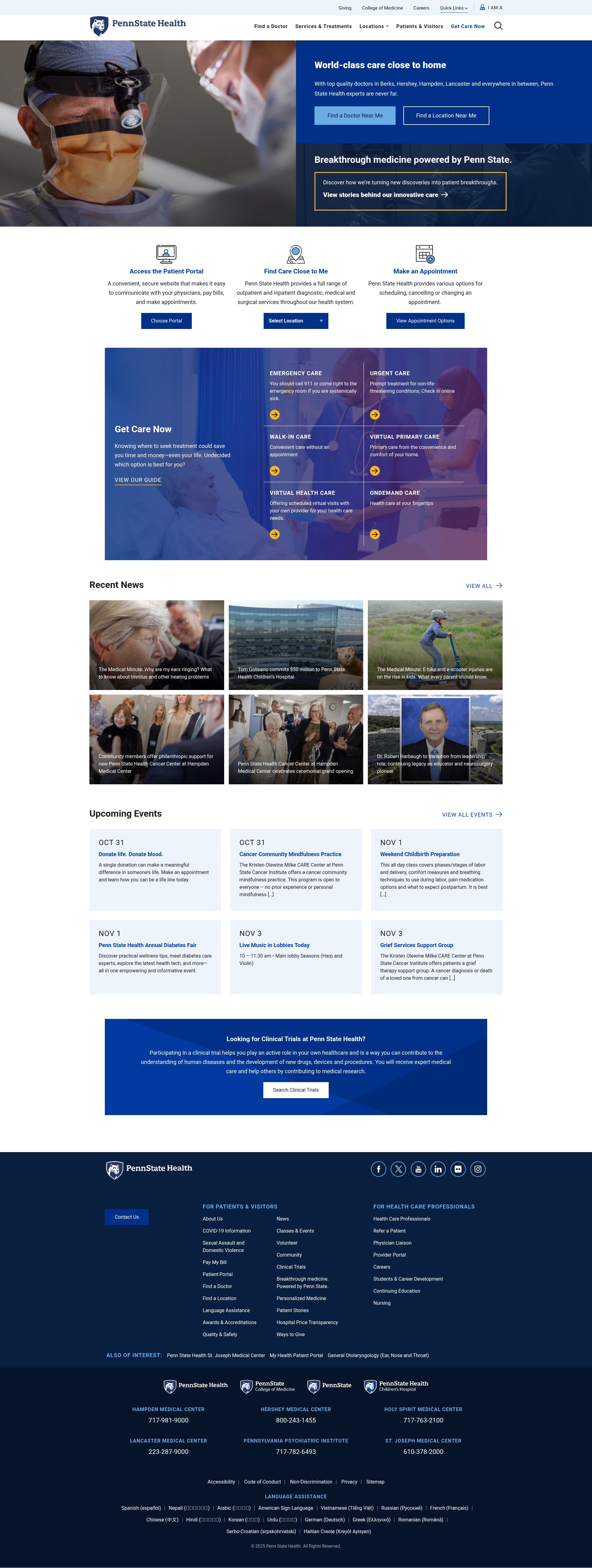 Screenshot of www.pennstatehealth.org